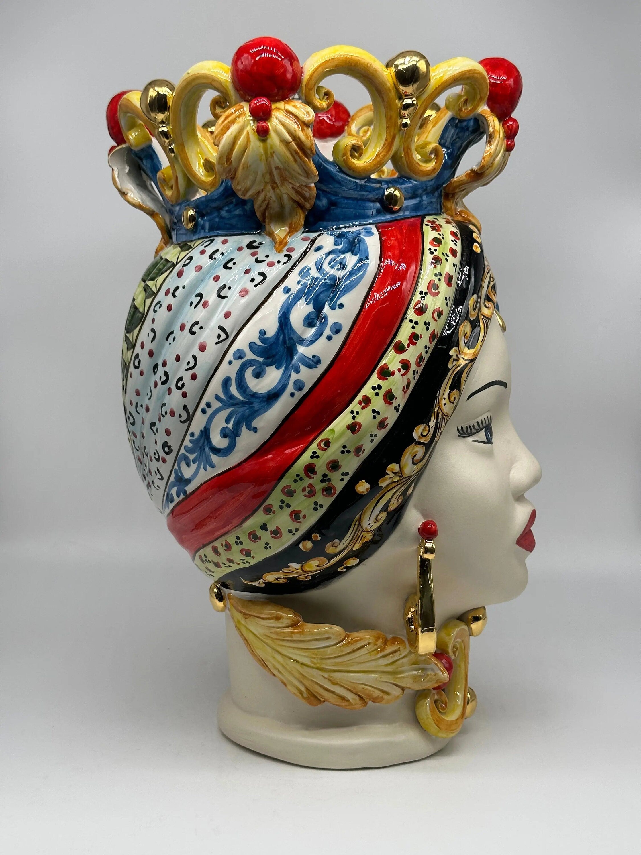 Teste di Moro Diana “Carretto” Ceramica Caltagirone cm H.40 L.25 Artigianale DD CERAMICHE SICILIANE