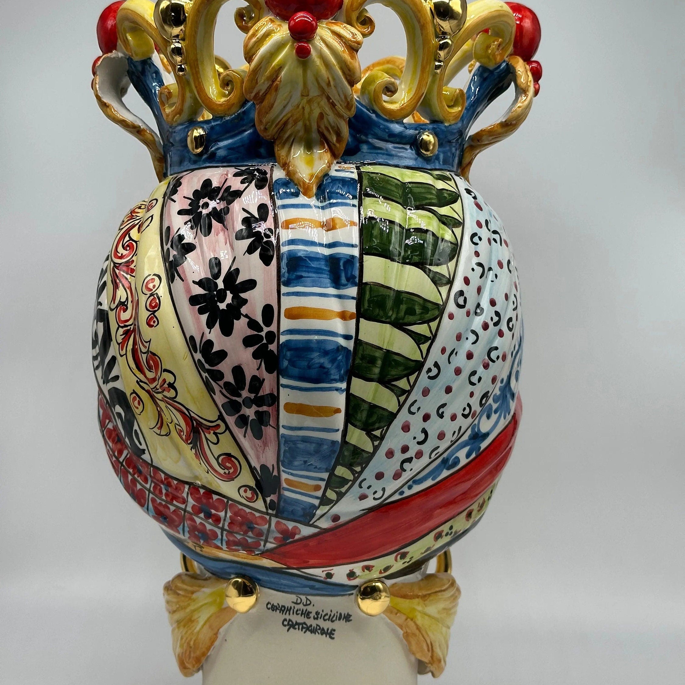 Teste di Moro Diana “Carretto” Ceramica Caltagirone cm H.40 L.25 Artigianale DD CERAMICHE SICILIANE