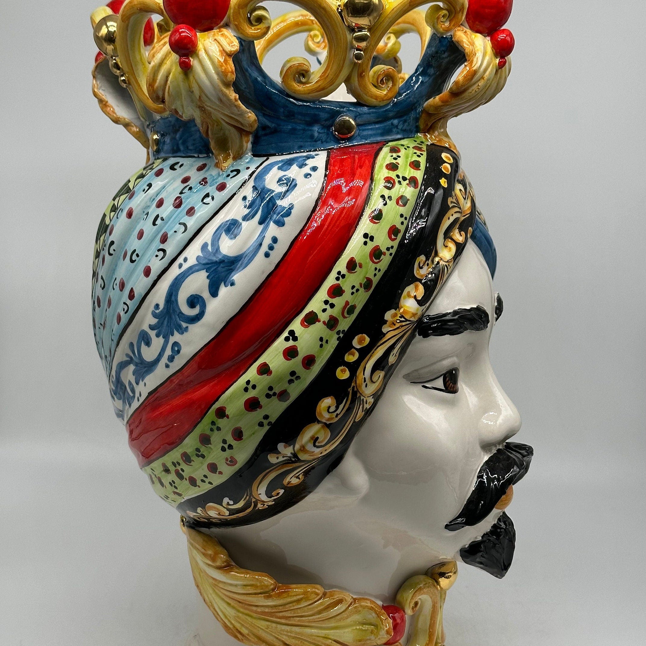 Teste di Moro Diana "Carretto" Ceramica Caltagirone cm H.40 L.25 Artigianale