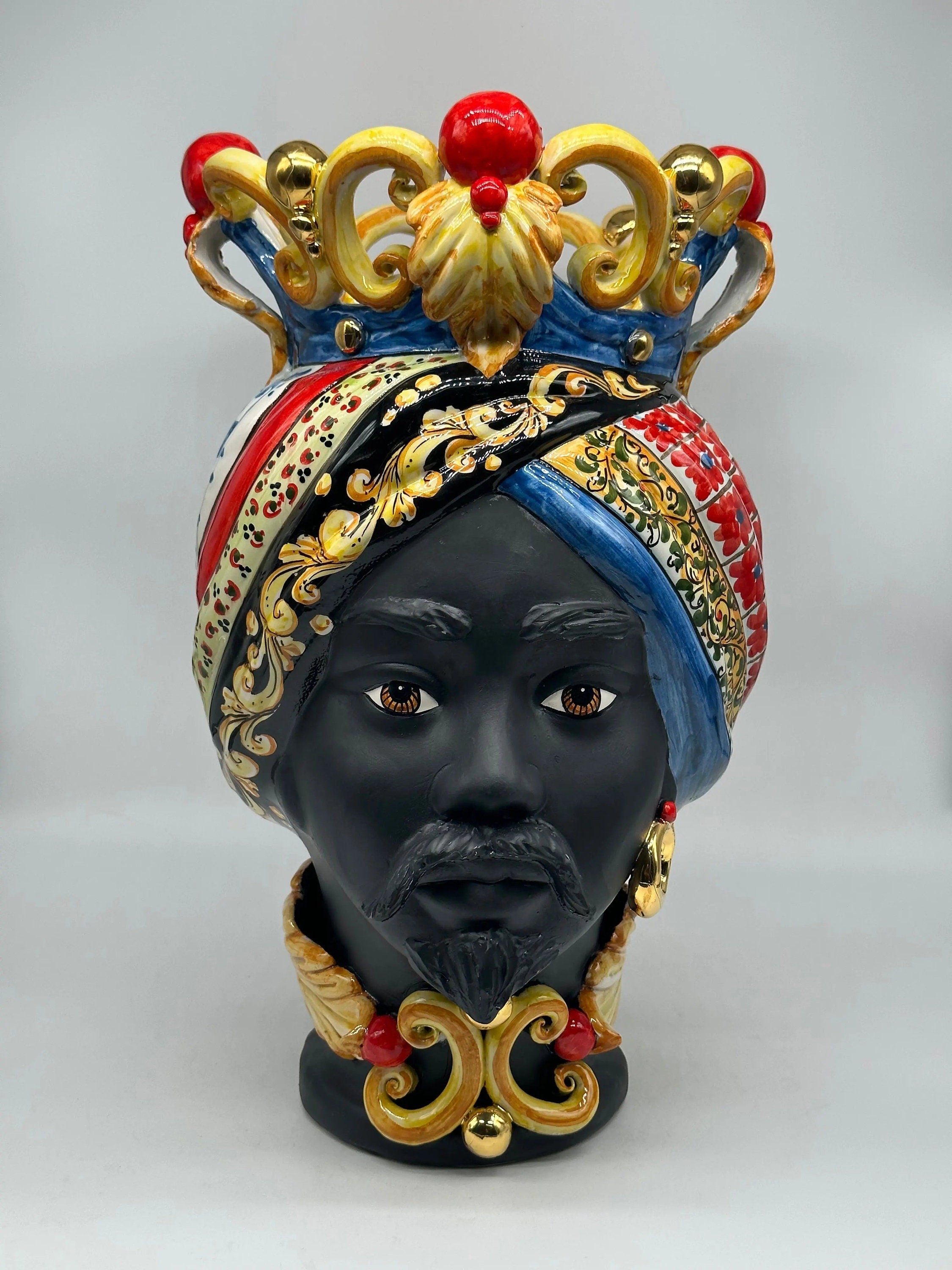 Teste di Moro Diana “Carretto” Ceramica Caltagirone cm H.40 L.25 Artigianale DD CERAMICHE SICILIANE