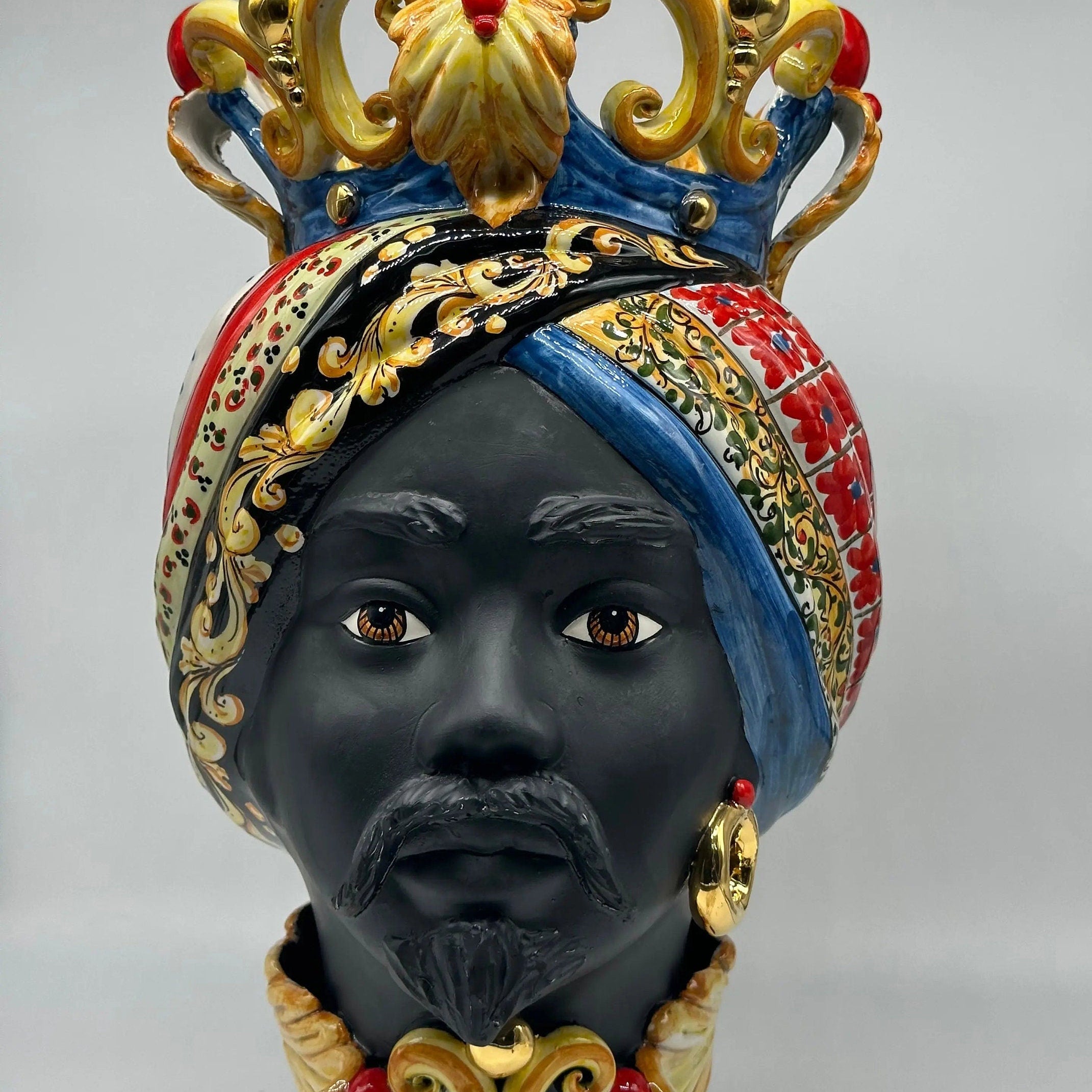 Teste di Moro Diana “Carretto” Ceramica Caltagirone cm H.40 L.25 Artigianale DD CERAMICHE SICILIANE