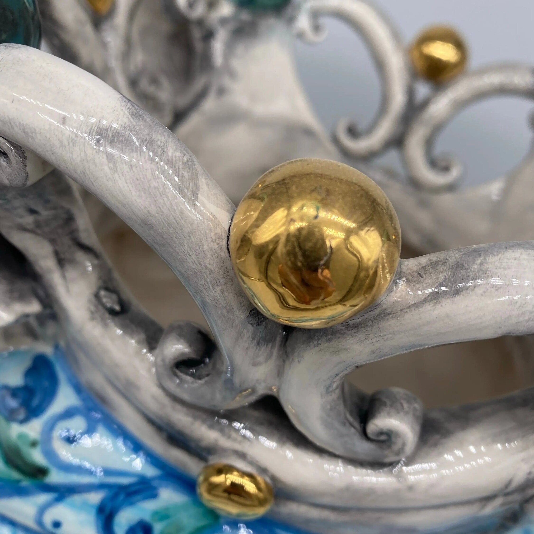 Teste di Moro Diana Ceramica Caltagirone cm H.40 L.25 Artigianale Celeste Oro Sfere Verde DD CERAMICHE SICILIANE