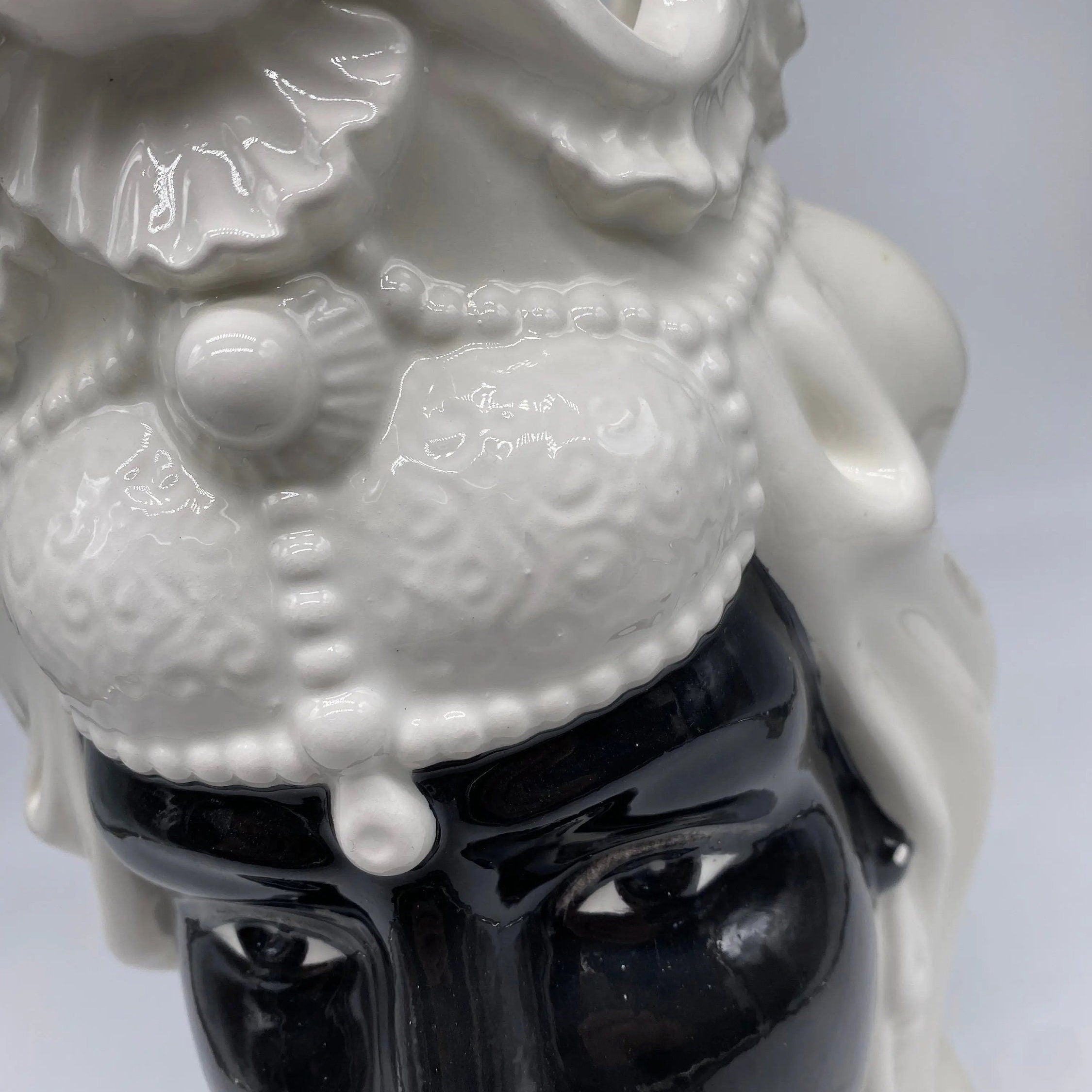 Teste di Moro Emiro Ceramica Caltagirone cm H.30 L.18 Artigianale Bianco Nero DD CERAMICHE SICILIANE