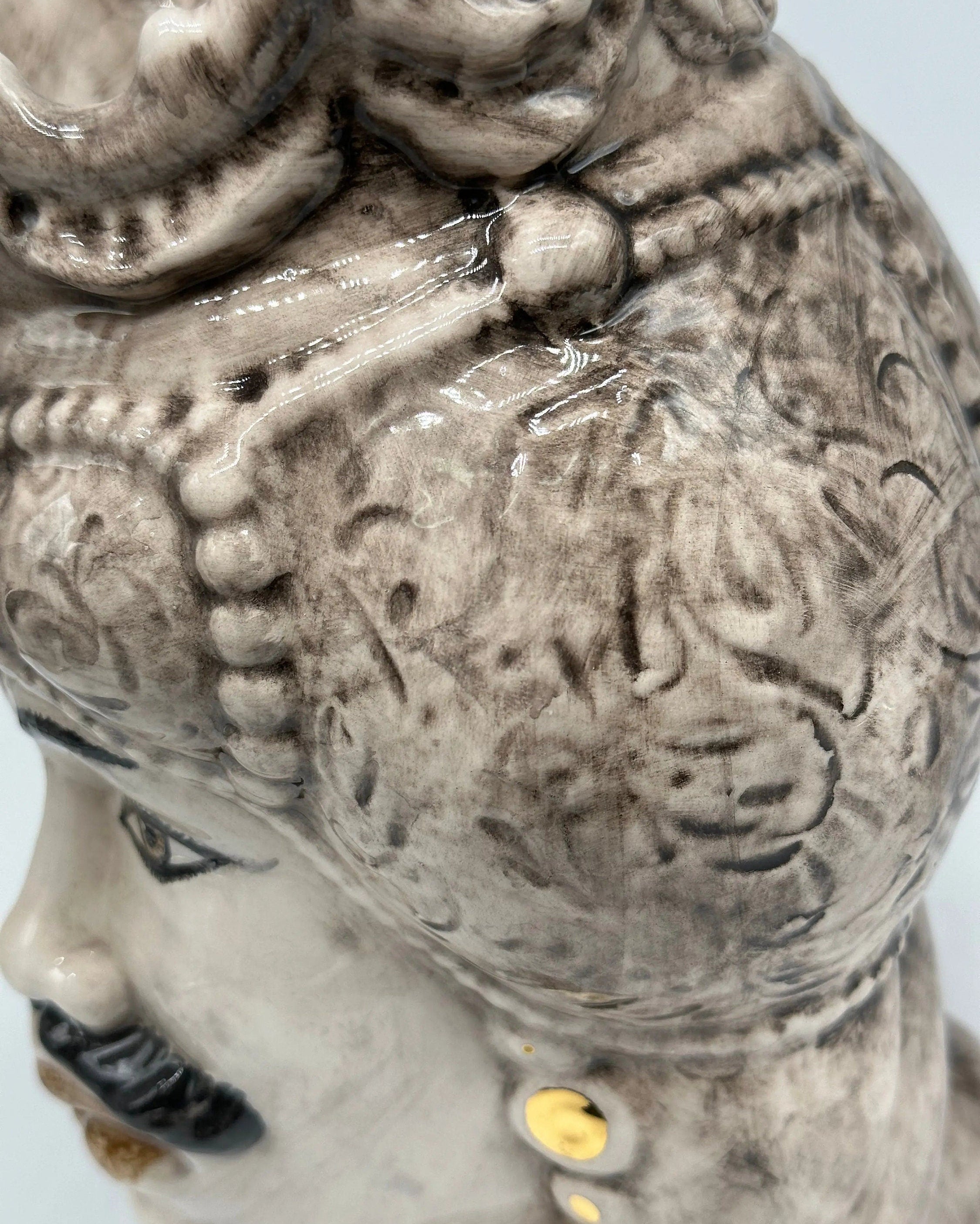 Teste di Moro Emiro Ceramica Caltagirone cm H.30 L.18 Artigianale Écru con dettagli Oro Zecchino DD CERAMICHE SICILIANE