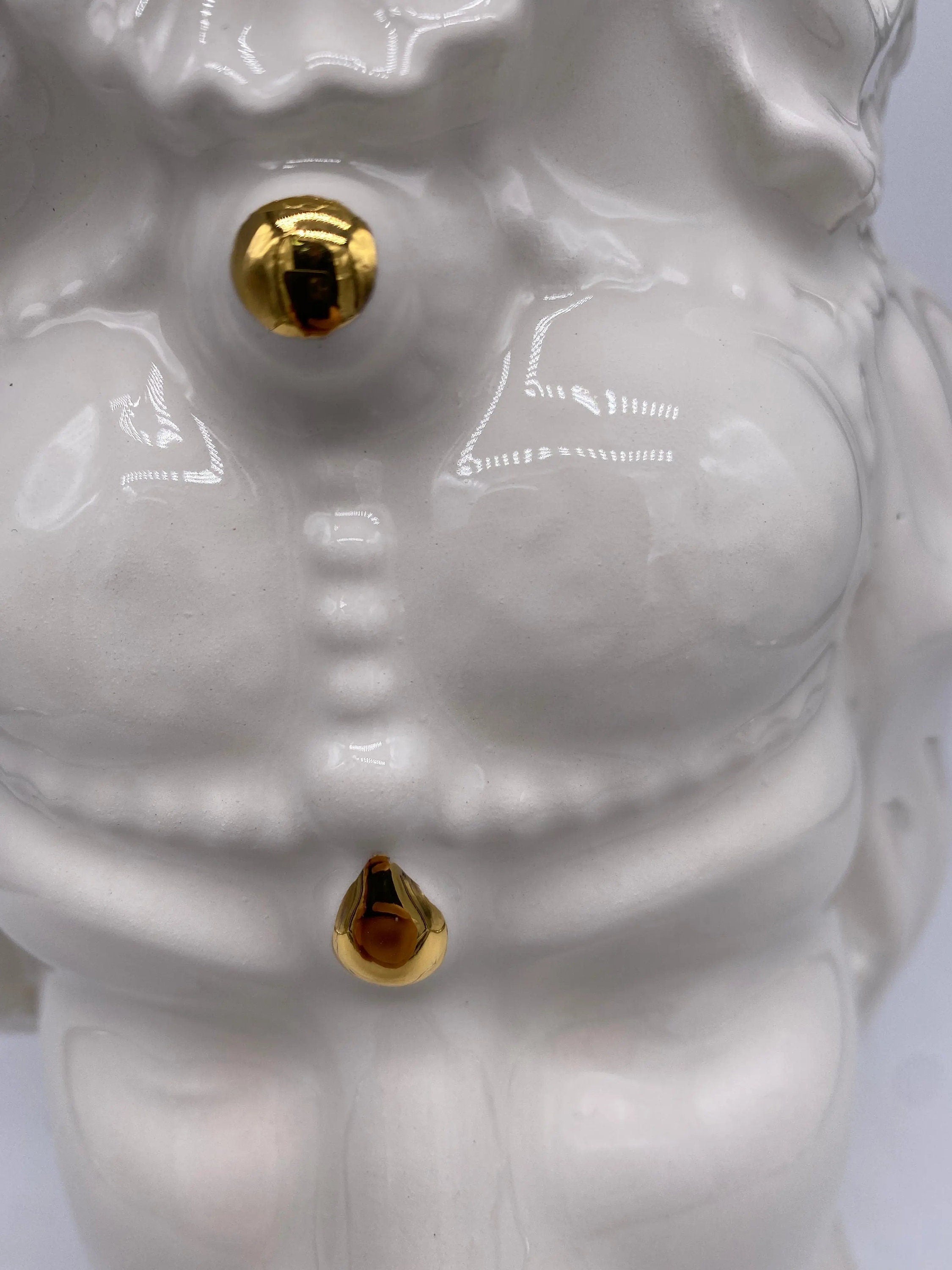 Teste di Moro Emiro Ceramica Caltagirone cm H.30 L.18 Artigianale Bianco e Oro DD CERAMICHE SICILIANE