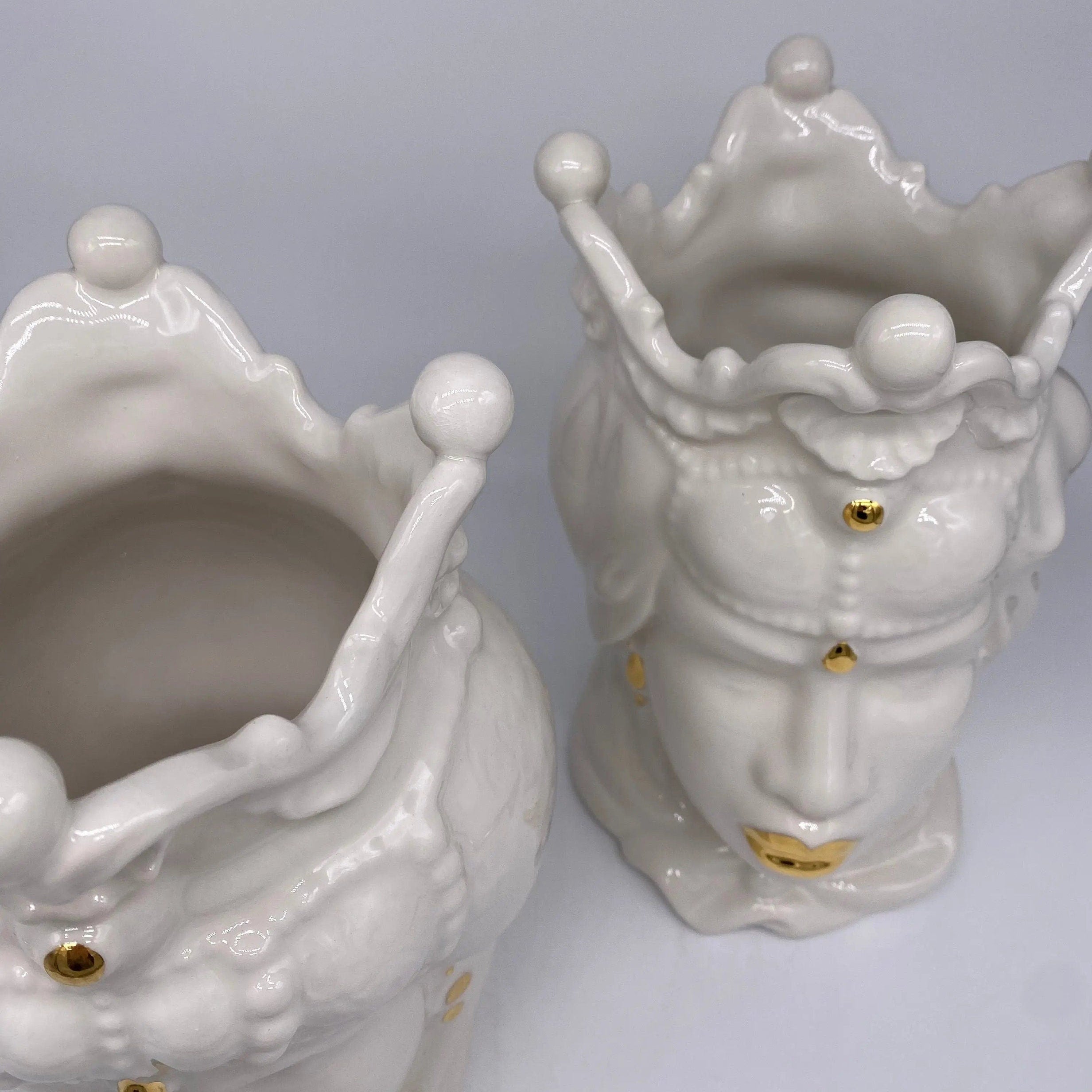 Teste di Moro Emiro Ceramica Caltagirone cm H.30 L.18 Artigianale Bianco e Oro DD CERAMICHE SICILIANE