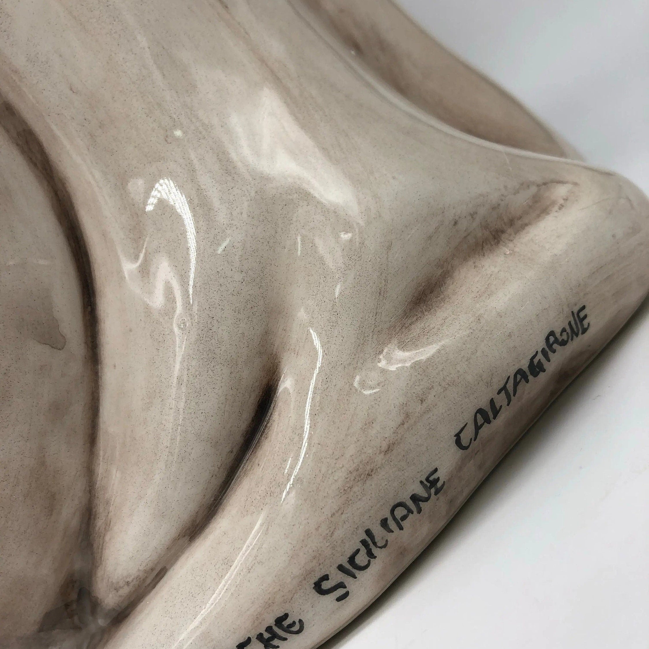 Teste di Moro Emiro Ceramica Caltagirone cm H.38 L.23 Artigianale Écru Sfere Arancio DD CERAMICHE SICILIANE