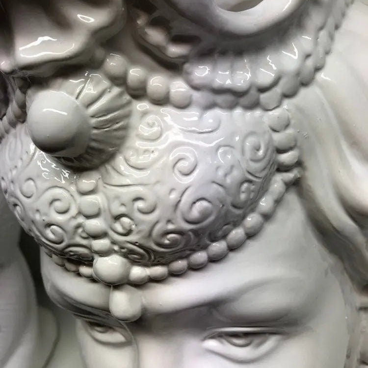 Teste di Moro Emiro Ceramica Caltagirone cm H.45 L.29 Artigianale Bianco DD CERAMICHE SICILIANE