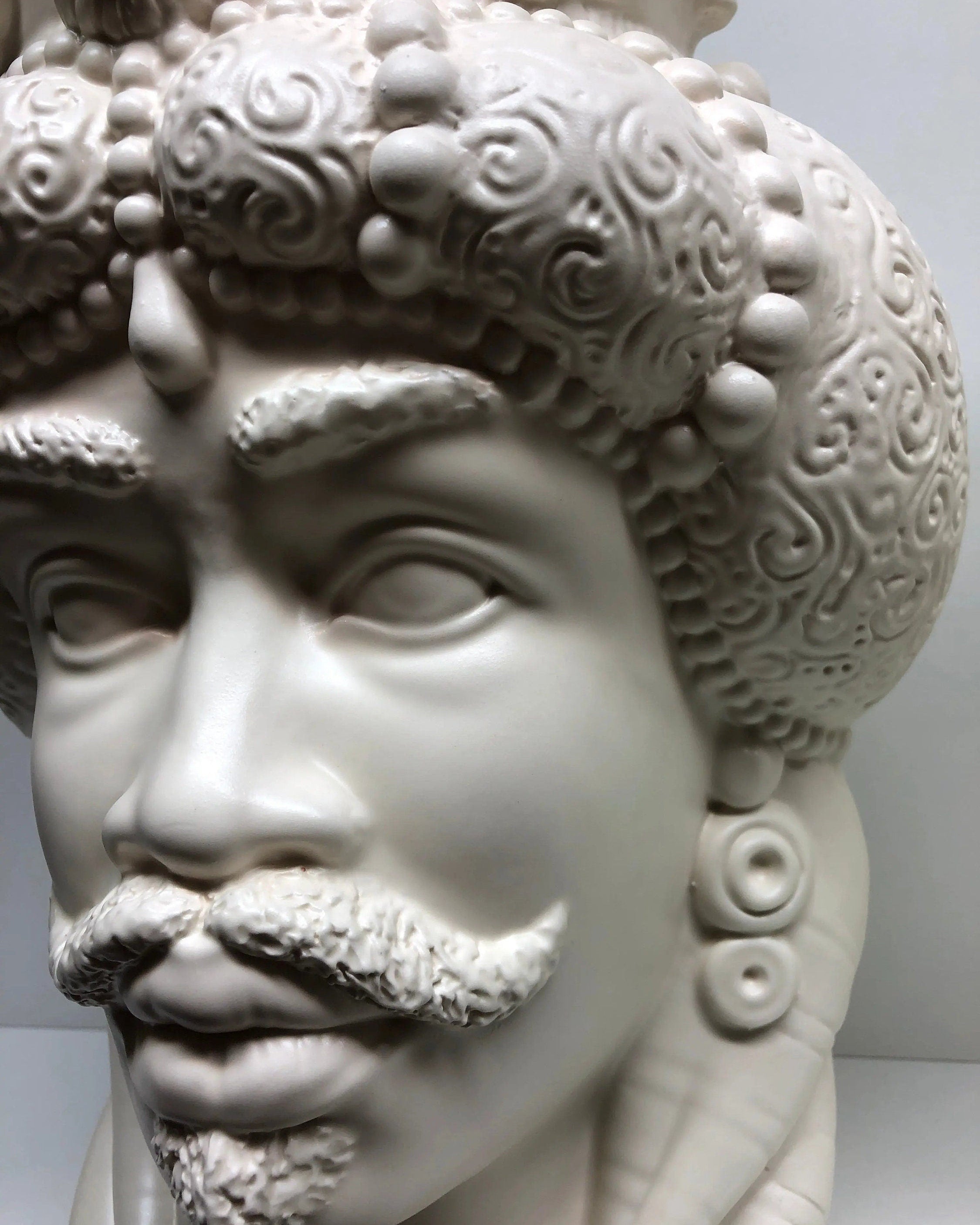 Teste di Moro Emiro Ceramica Caltagirone cm H.45 L.29 Artigianale Bianco Opaco DD CERAMICHE SICILIANE