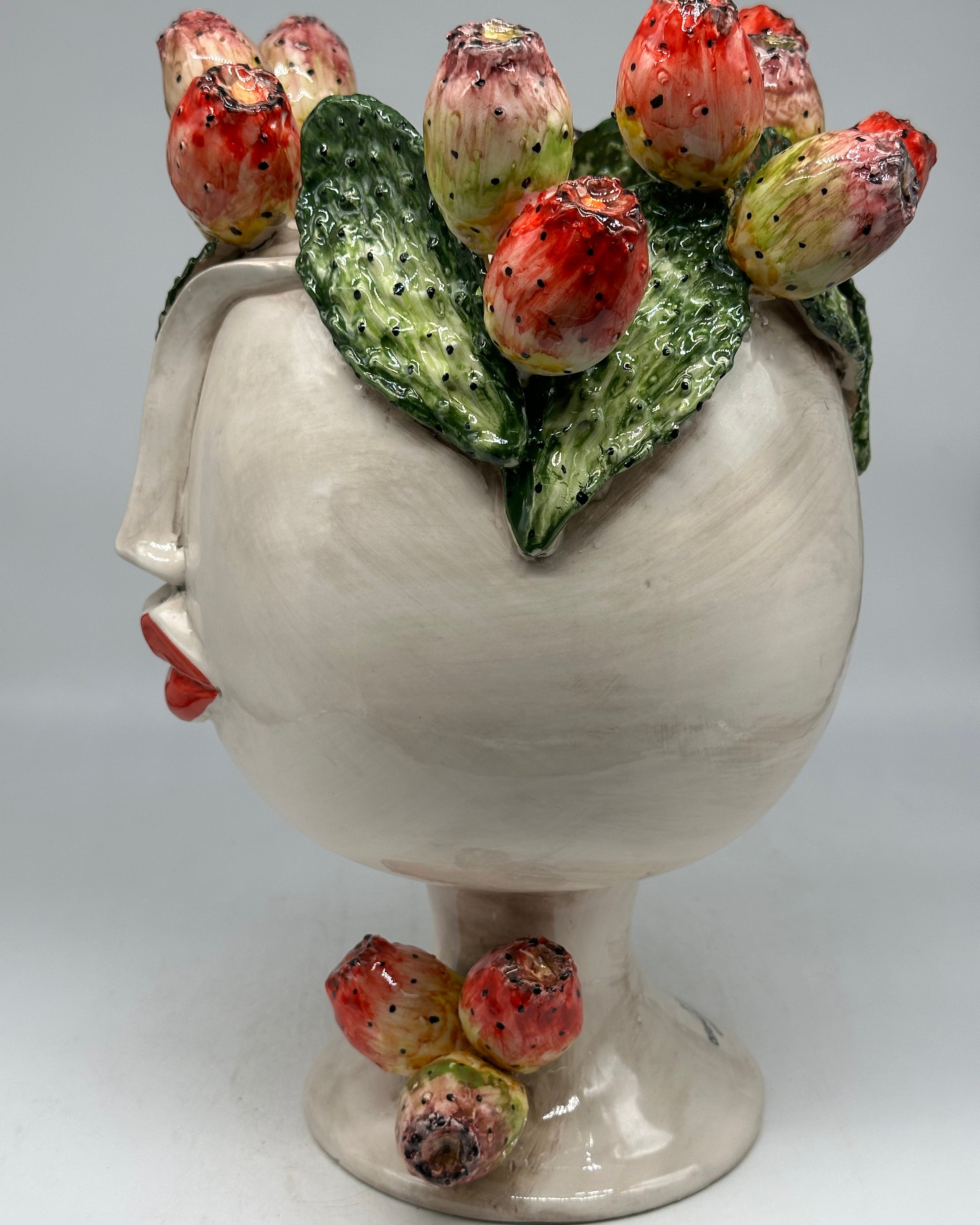 Teste di Moro Ficus Ceramica Caltagirone cm H.38 L.26 Artigianale - TESTE DI MORO