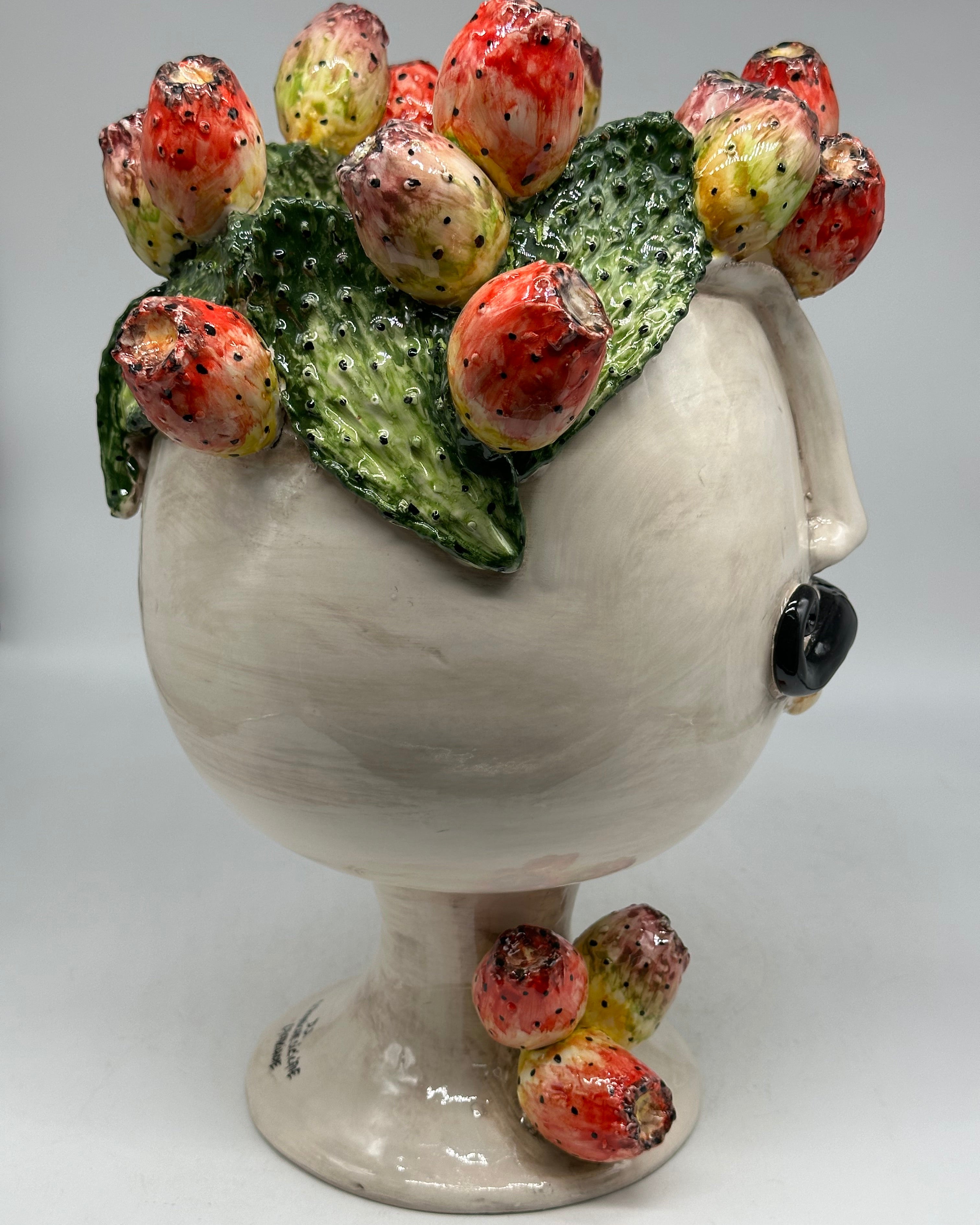 Teste di Moro Ficus Ceramica Caltagirone cm H.38 L.26 Artigianale - TESTE DI MORO