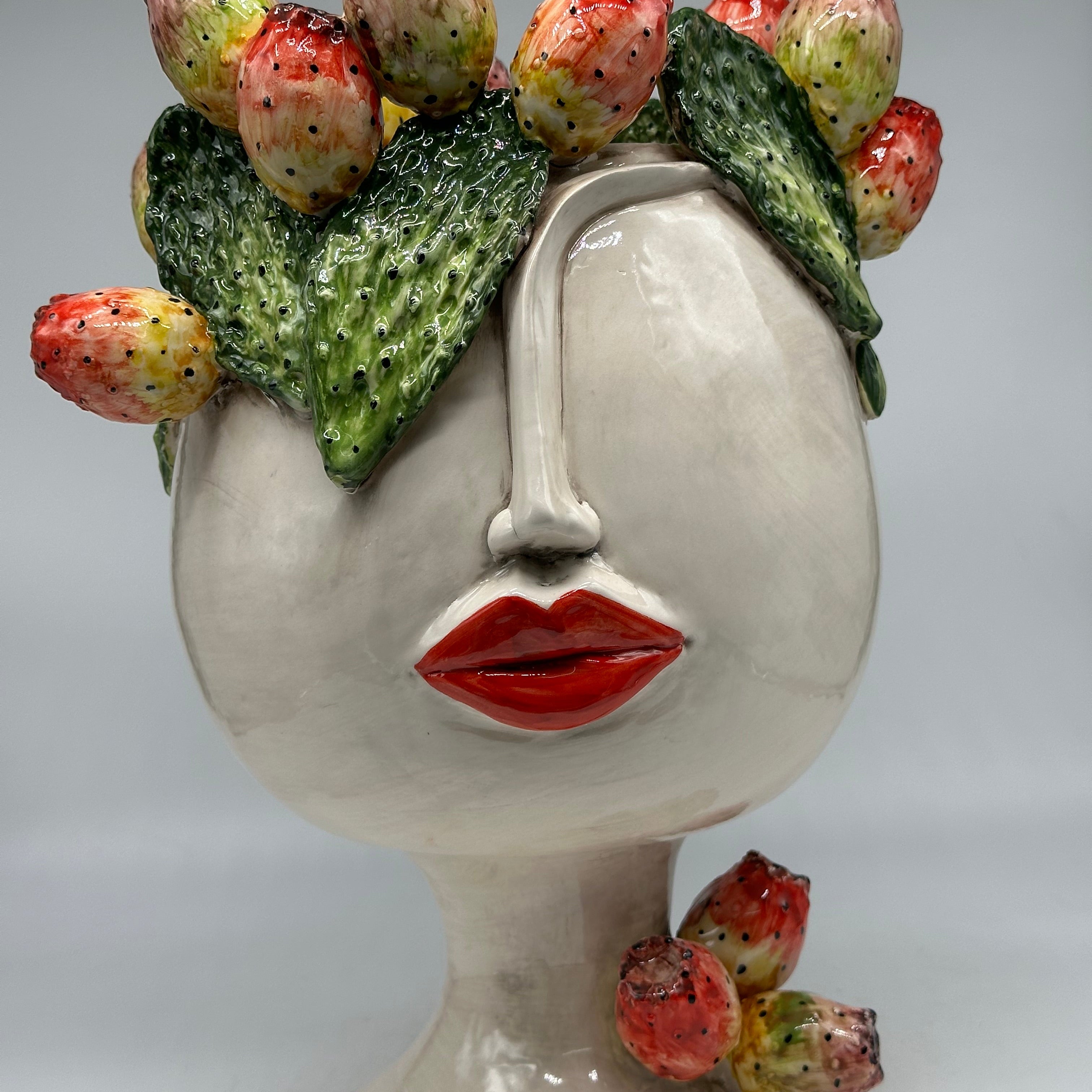 Teste di Moro Ficus Ceramica Caltagirone cm H.38 L.26 Artigianale - TESTE DI MORO