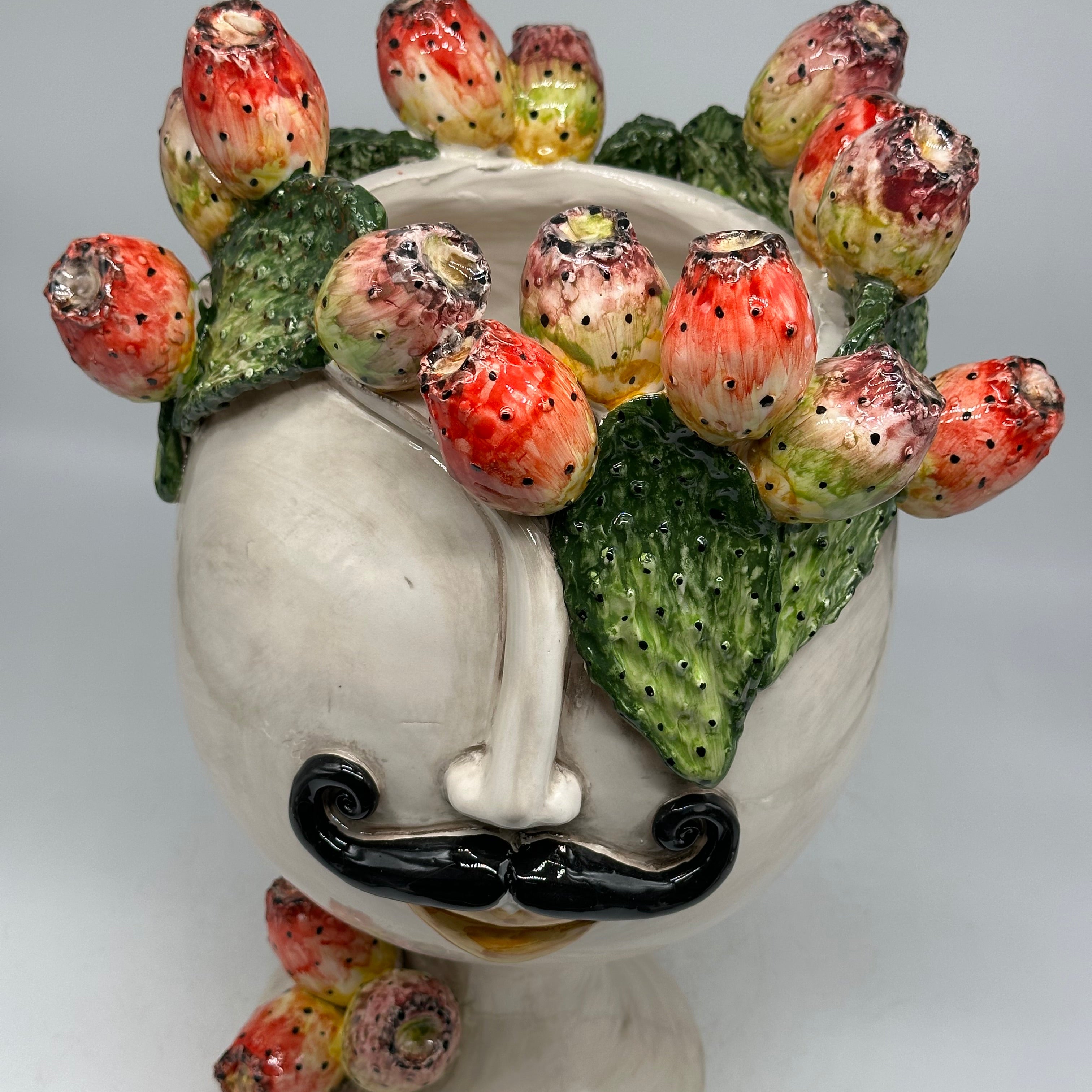 Teste di Moro Ficus Ceramica Caltagirone cm H.38 L.26 Artigianale - TESTE DI MORO