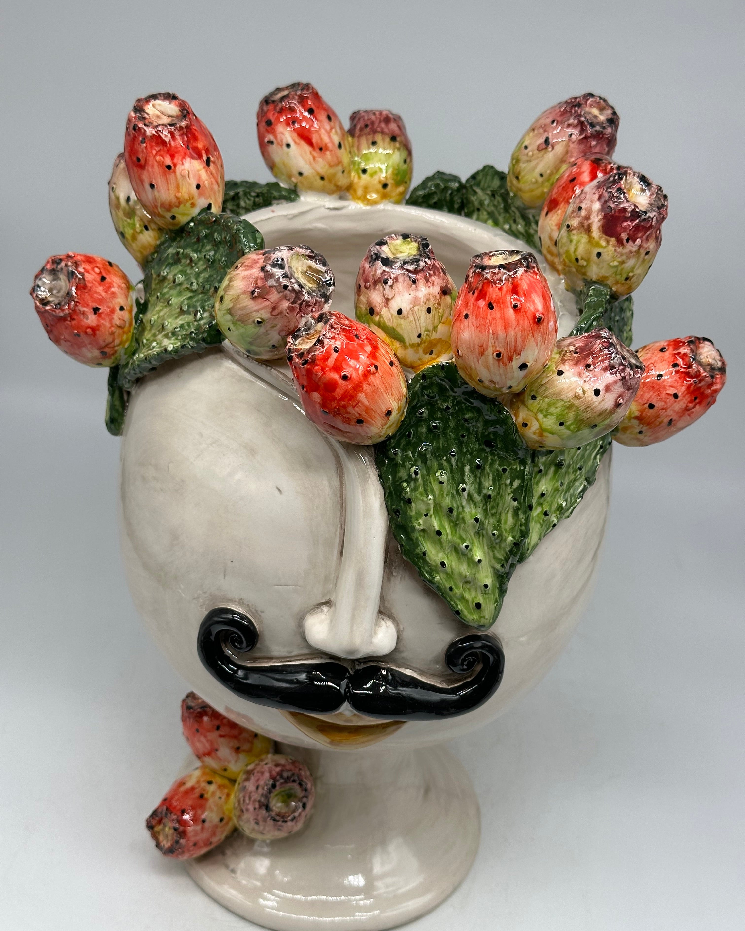 Teste di Moro Ficus Ceramica Caltagirone cm H.38 L.26 Artigianale - TESTE DI MORO