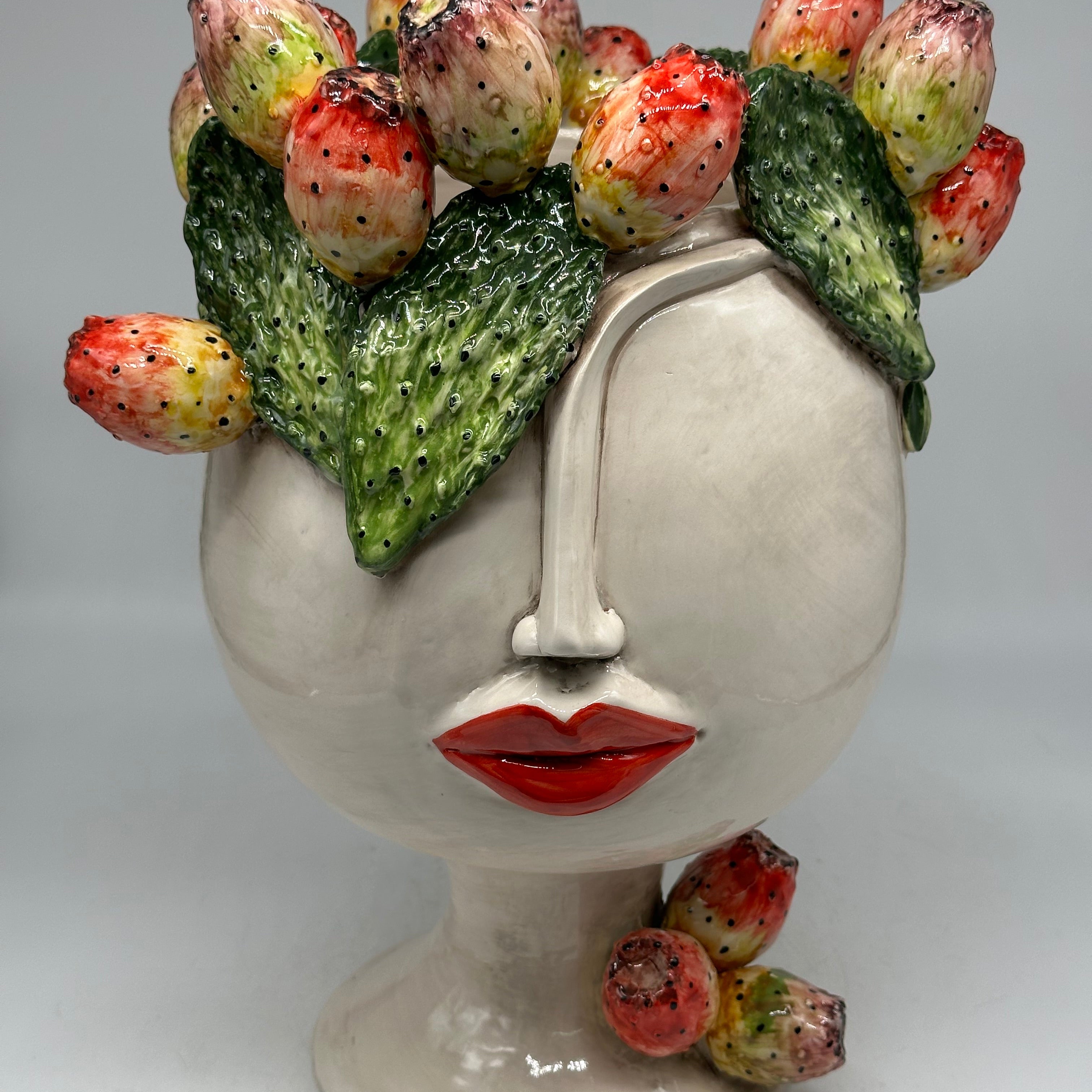 Teste di Moro Ficus Ceramica Caltagirone cm H.38 L.26 Artigianale - Donna - TESTE DI MORO