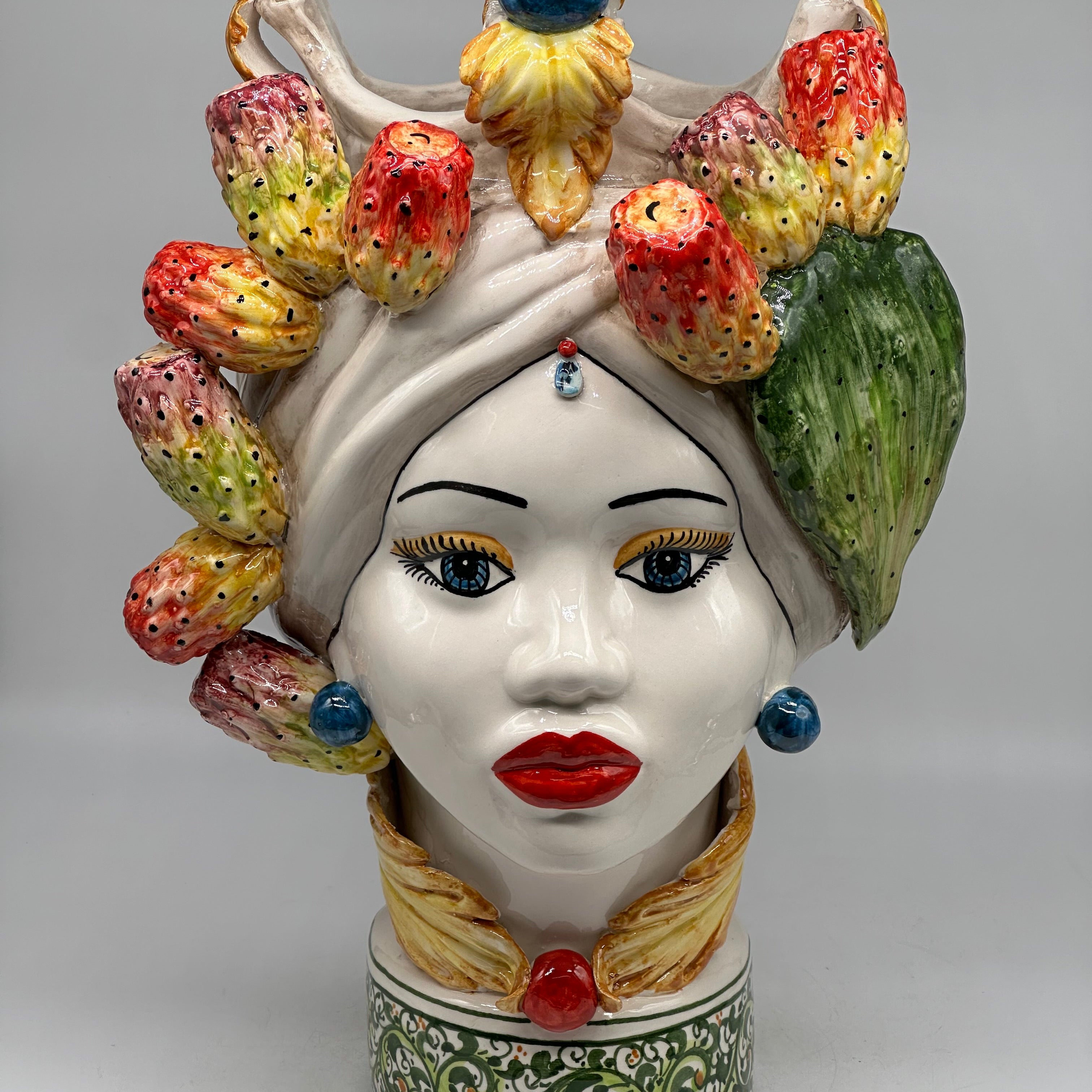 Teste di Moro Fruit Ceramica Caltagirone cm H.40 L.26 Artigianale - Donna - TESTE DI MORO