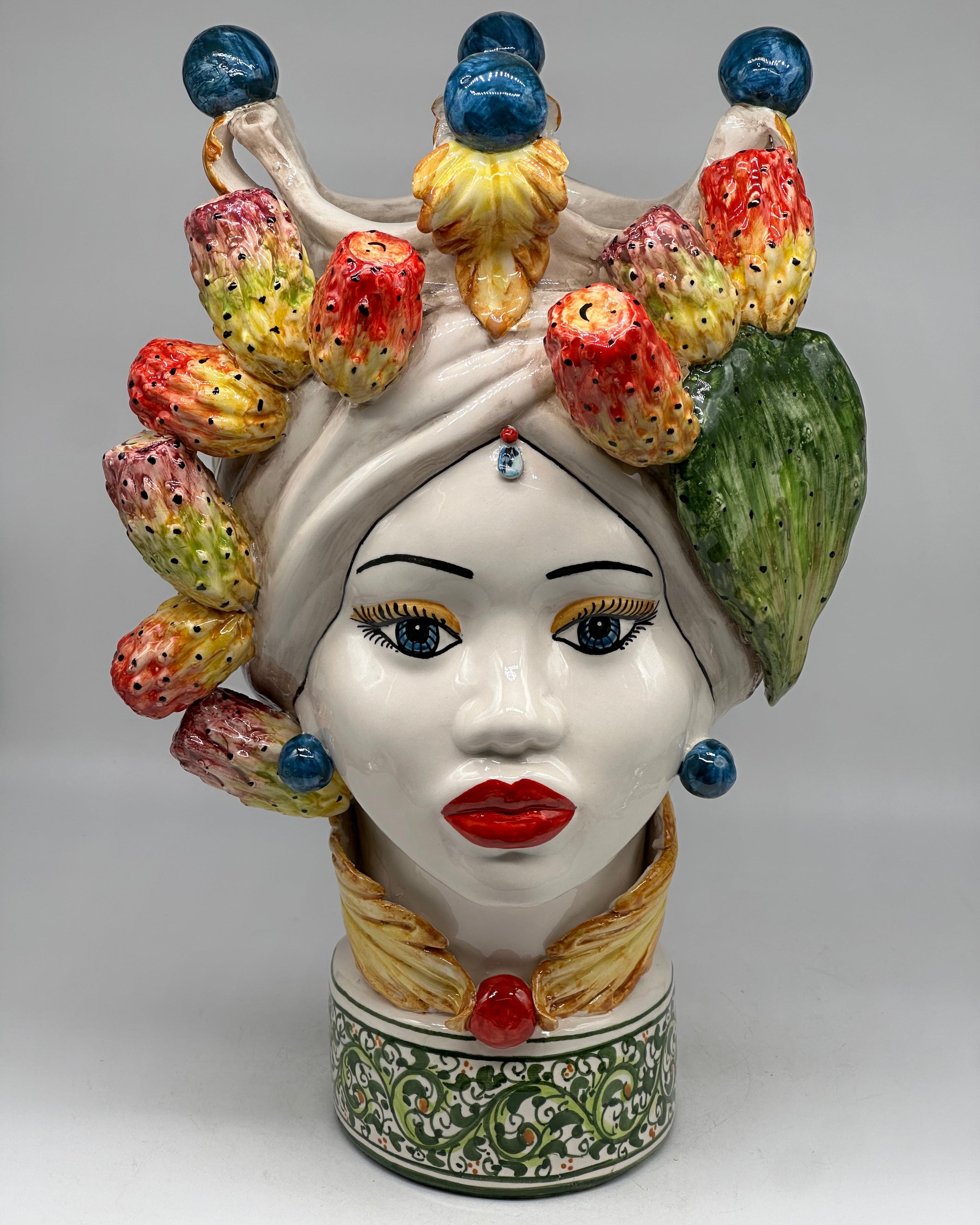 Teste di Moro Fruit Ceramica Caltagirone cm H.40 L.26 Artigianale - Donna - TESTE DI MORO