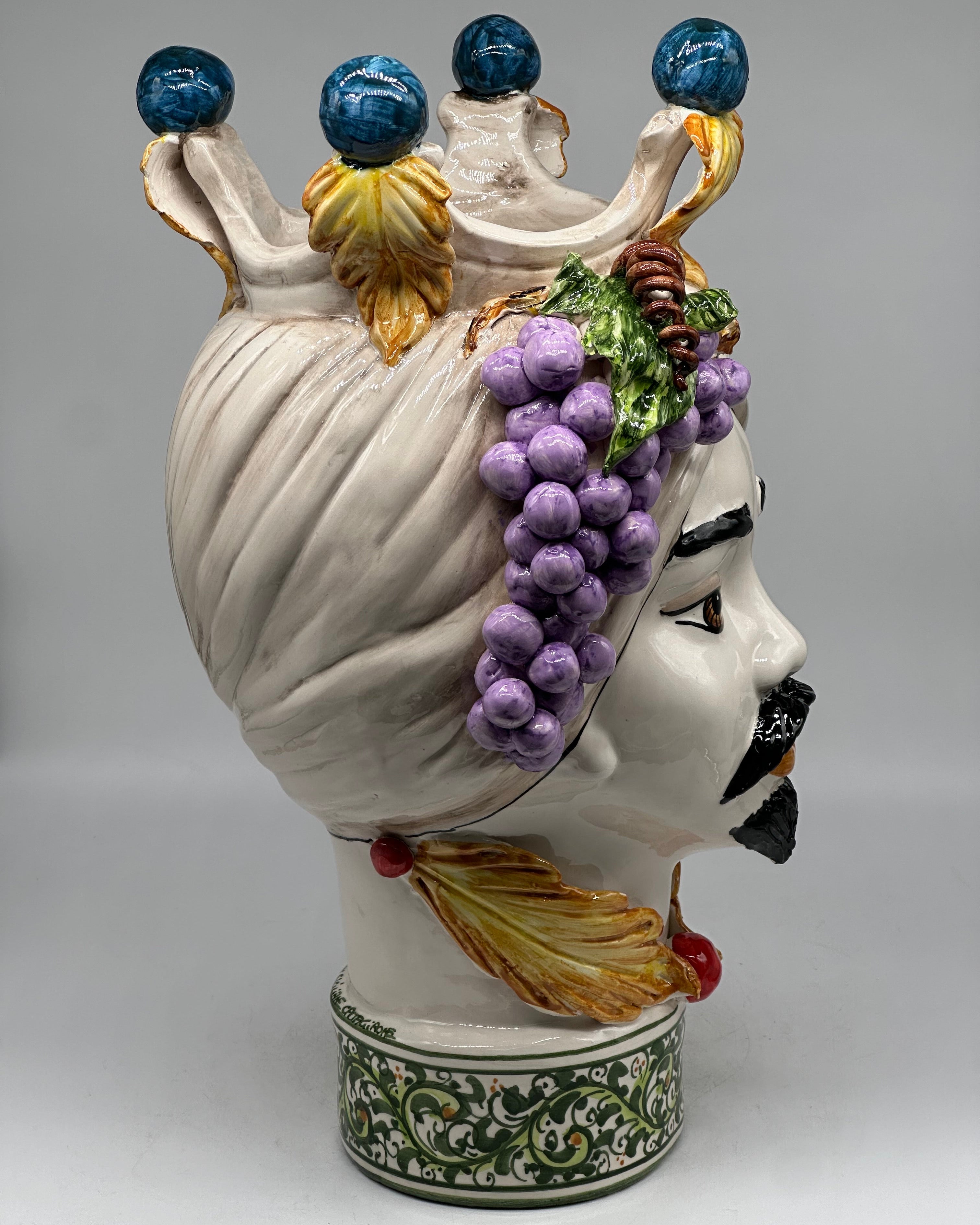 Teste di Moro Fruit Ceramica Caltagirone cm H.40 L.26 Artigianale - TESTE DI MORO