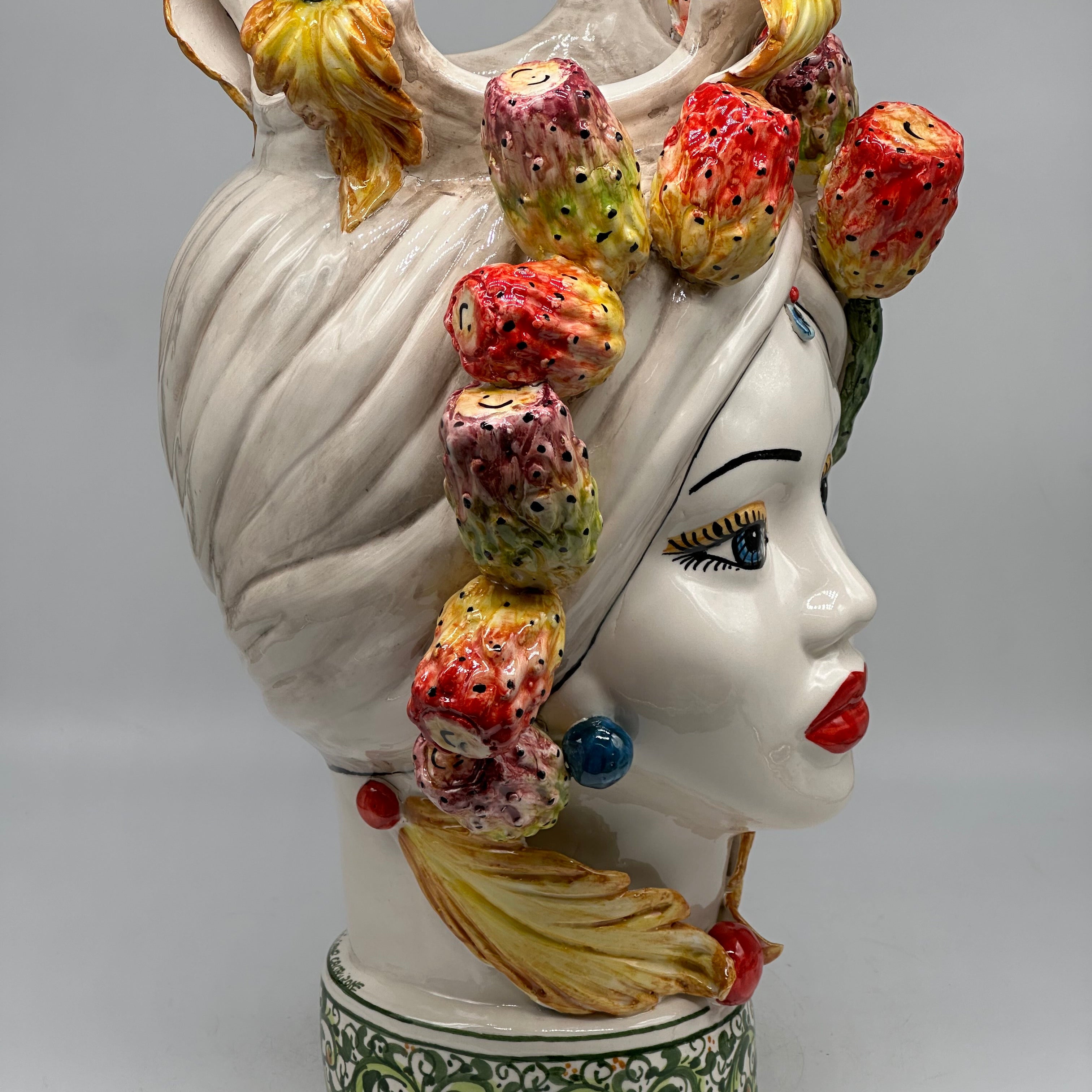 Teste di Moro Fruit Ceramica Caltagirone cm H.40 L.26 Artigianale - TESTE DI MORO