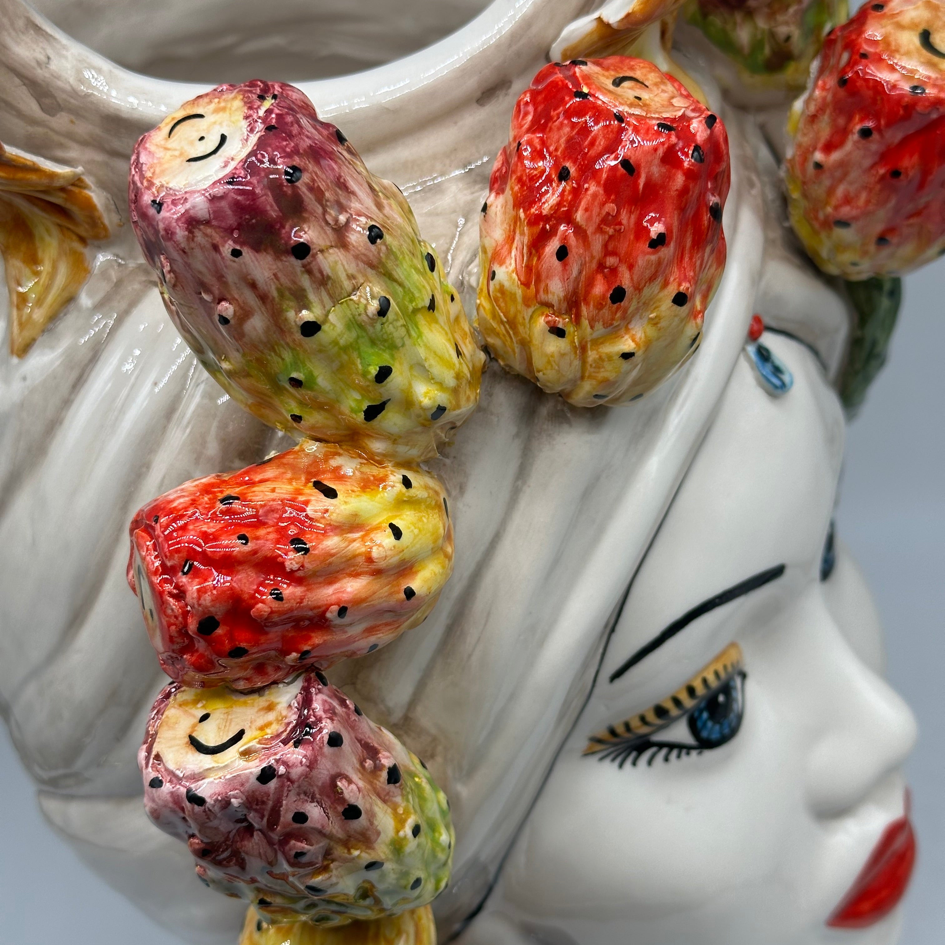 Teste di Moro Fruit Ceramica Caltagirone cm H.40 L.26 Artigianale - TESTE DI MORO