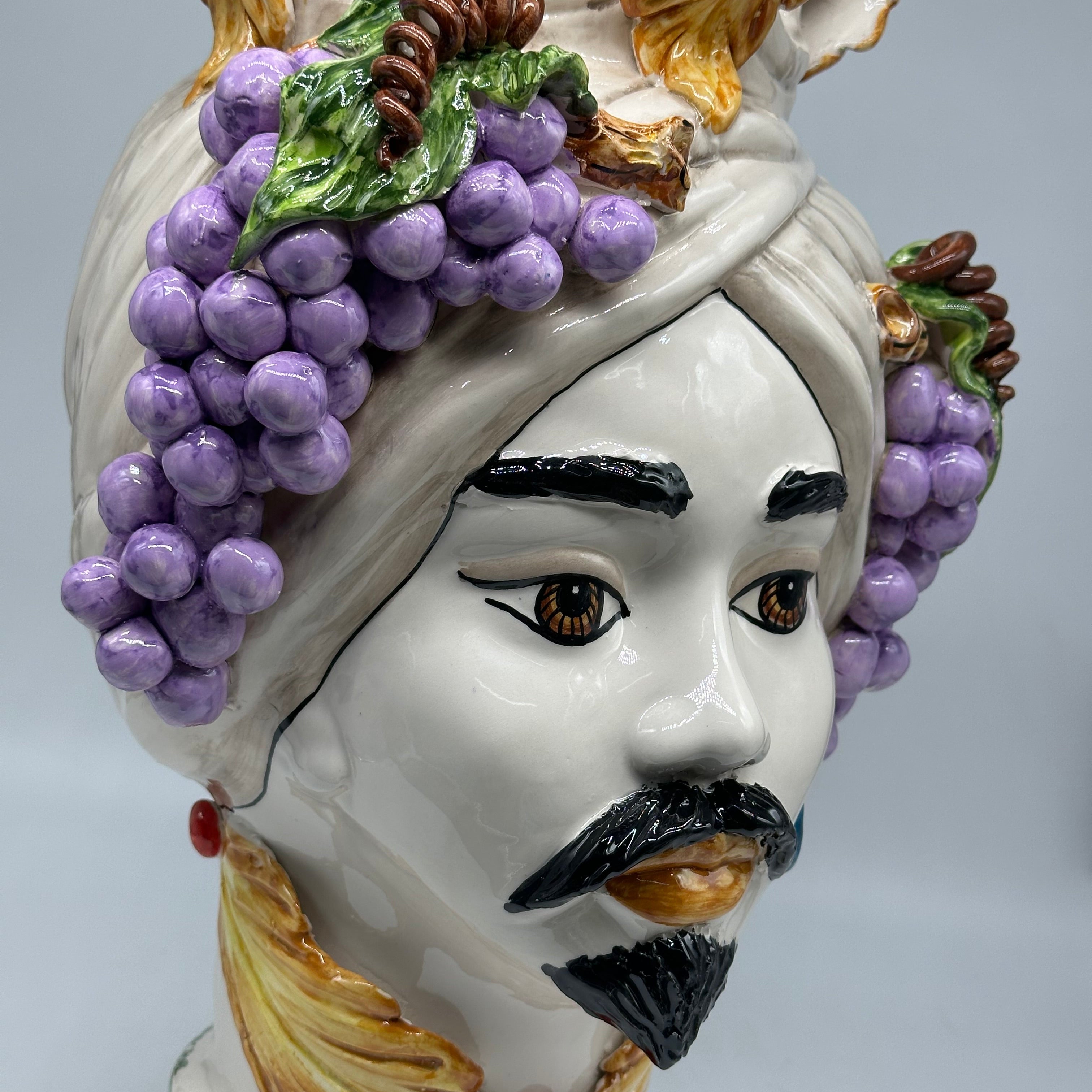 Teste di Moro Fruit Ceramica Caltagirone cm H.40 L.26 Artigianale - TESTE DI MORO