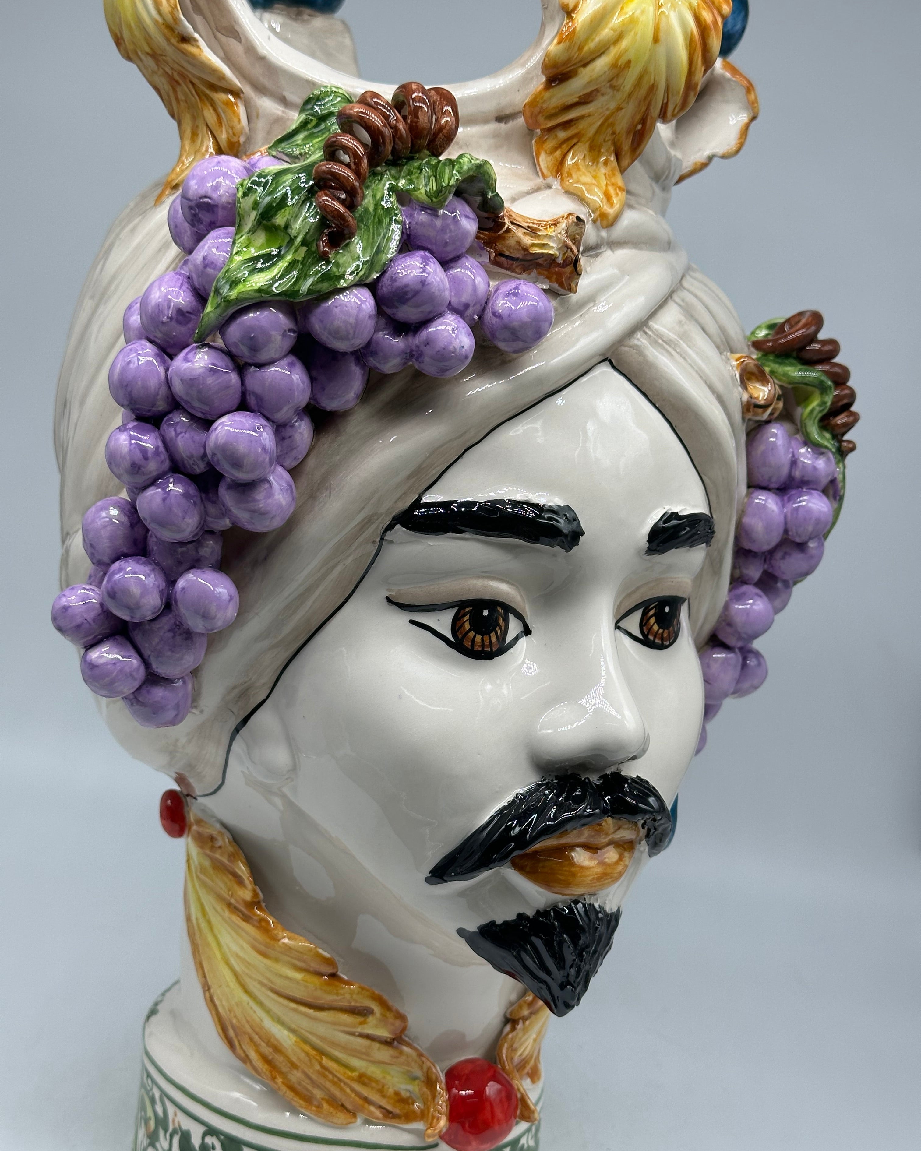 Teste di Moro Fruit Ceramica Caltagirone cm H.40 L.26 Artigianale - TESTE DI MORO