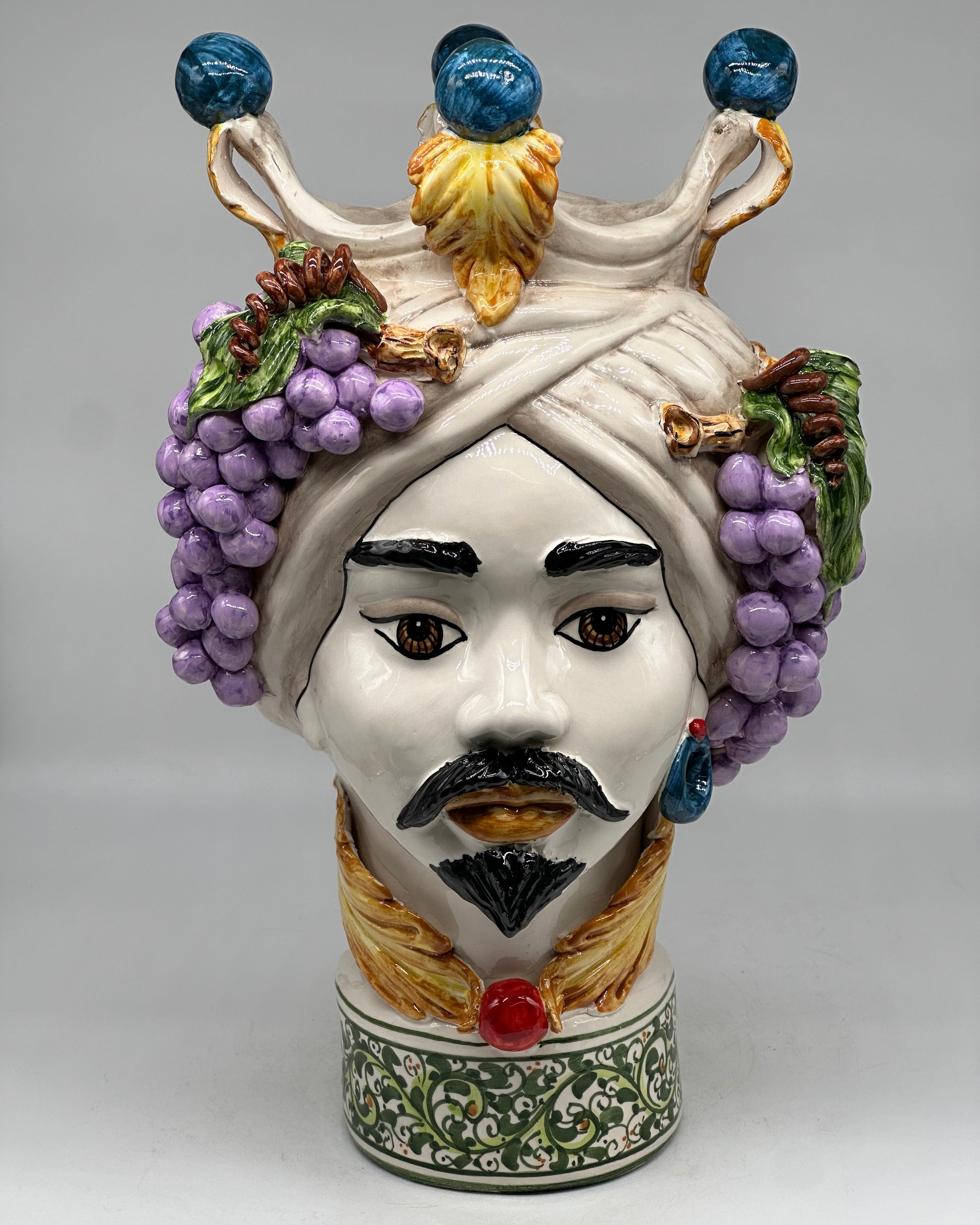 Teste di Moro Fruit Ceramica Caltagirone cm H.40 L.26 Artigianale - Uomo - TESTE DI MORO
