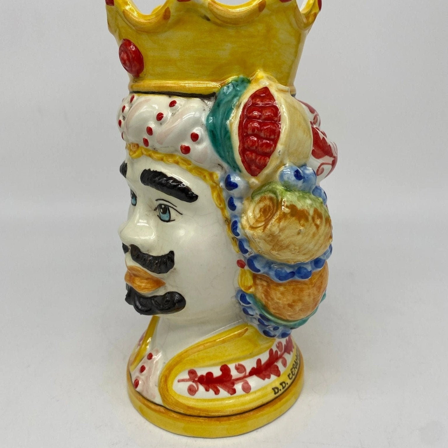 Teste di Moro Girun Ceramica Caltagirone cm H.20 L.13 Artigianale Decorazione Siciliana - DD CERAMICHE SICILIANE