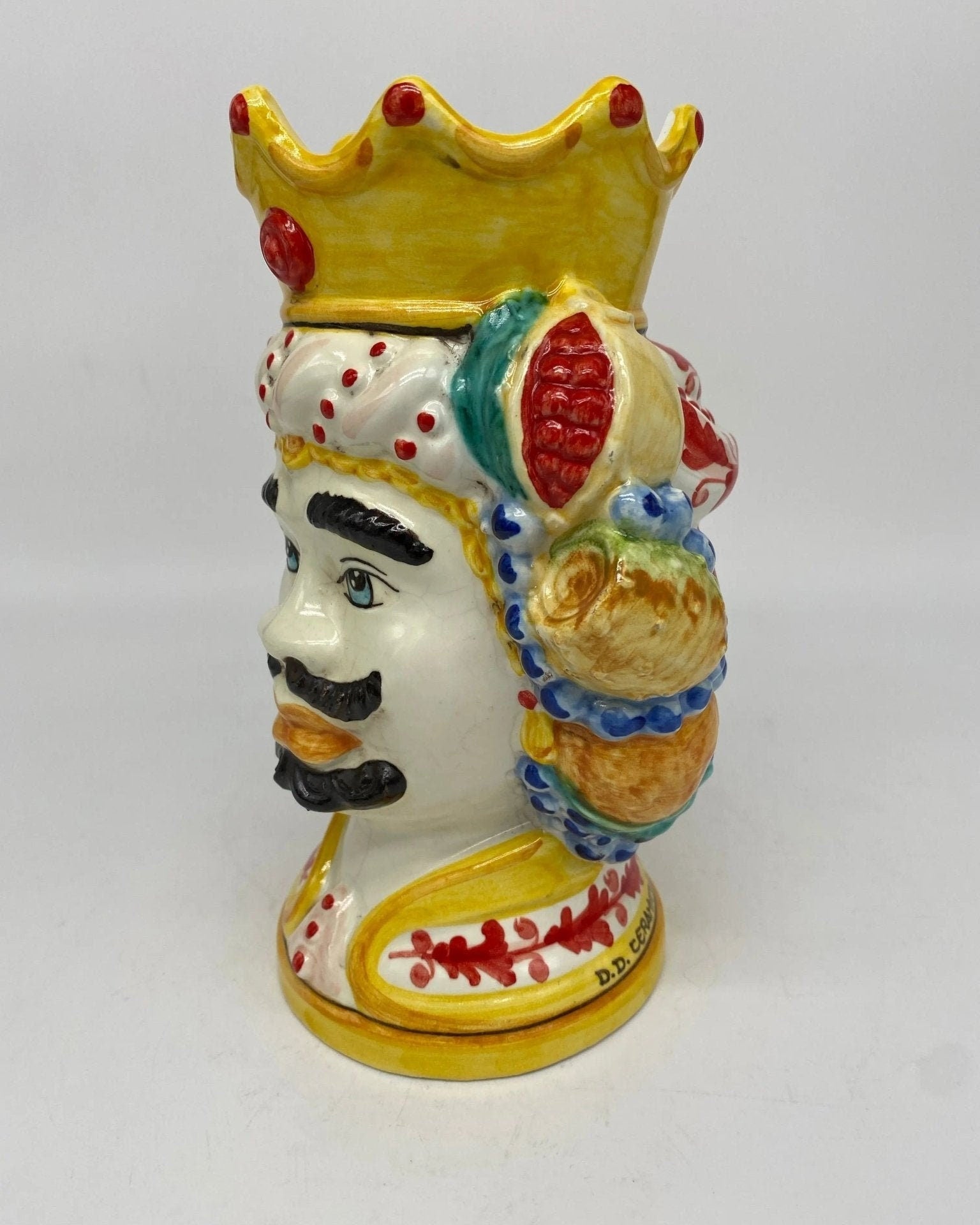 Teste di Moro Girun Ceramica Caltagirone cm H.20 L.13 Artigianale Decorazione Siciliana - DD CERAMICHE SICILIANE