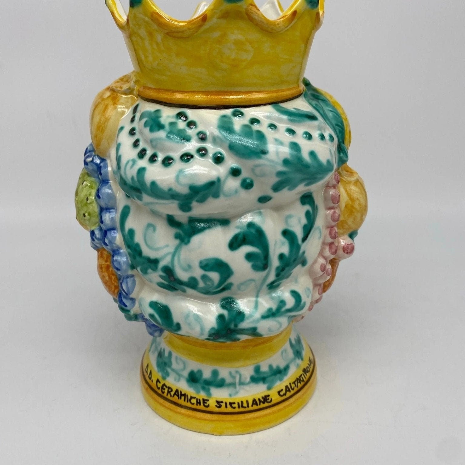 Teste di Moro Girun Ceramica Caltagirone cm H.20 L.13 Artigianale Decorazione Siciliana - DD CERAMICHE SICILIANE