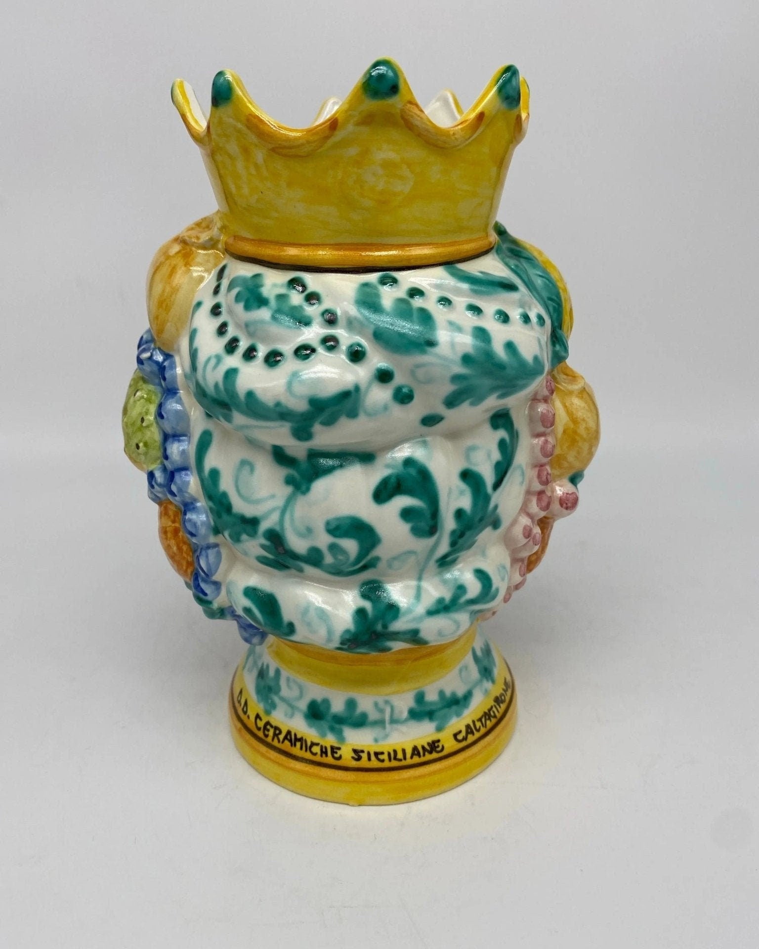 Teste di Moro Girun Ceramica Caltagirone cm H.20 L.13 Artigianale Decorazione Siciliana - DD CERAMICHE SICILIANE