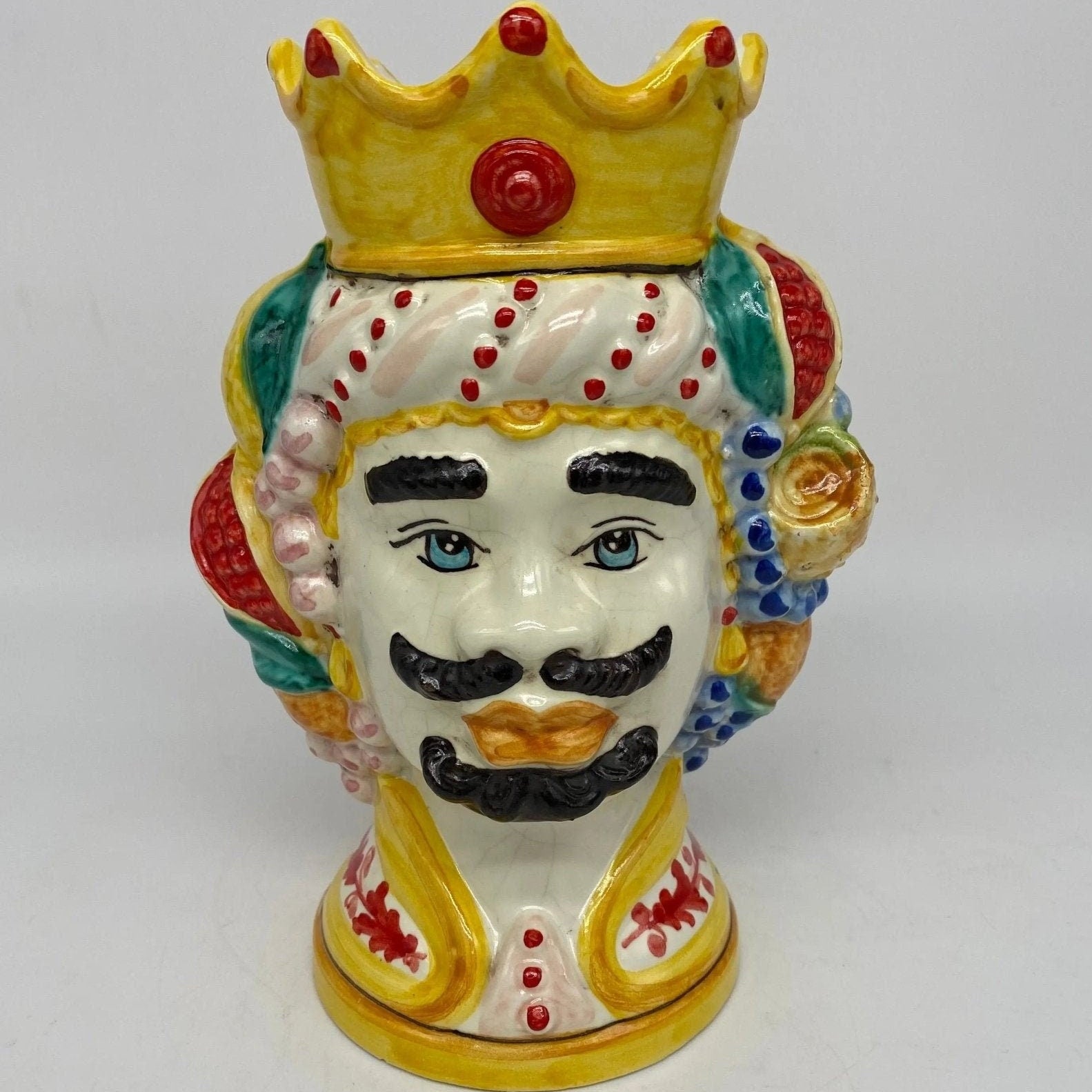 Teste di Moro Girun Ceramica Caltagirone cm H.20 L.13 Artigianale Decorazione Siciliana - DD CERAMICHE SICILIANE