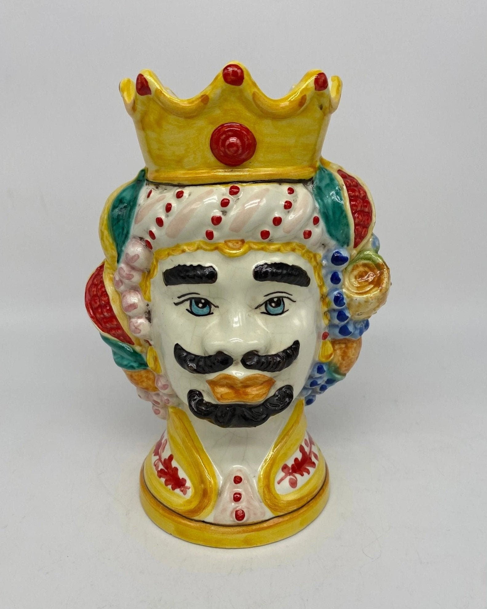 Teste di Moro Girun Ceramica Caltagirone cm H.20 L.13 Artigianale Decorazione Siciliana - DD CERAMICHE SICILIANE