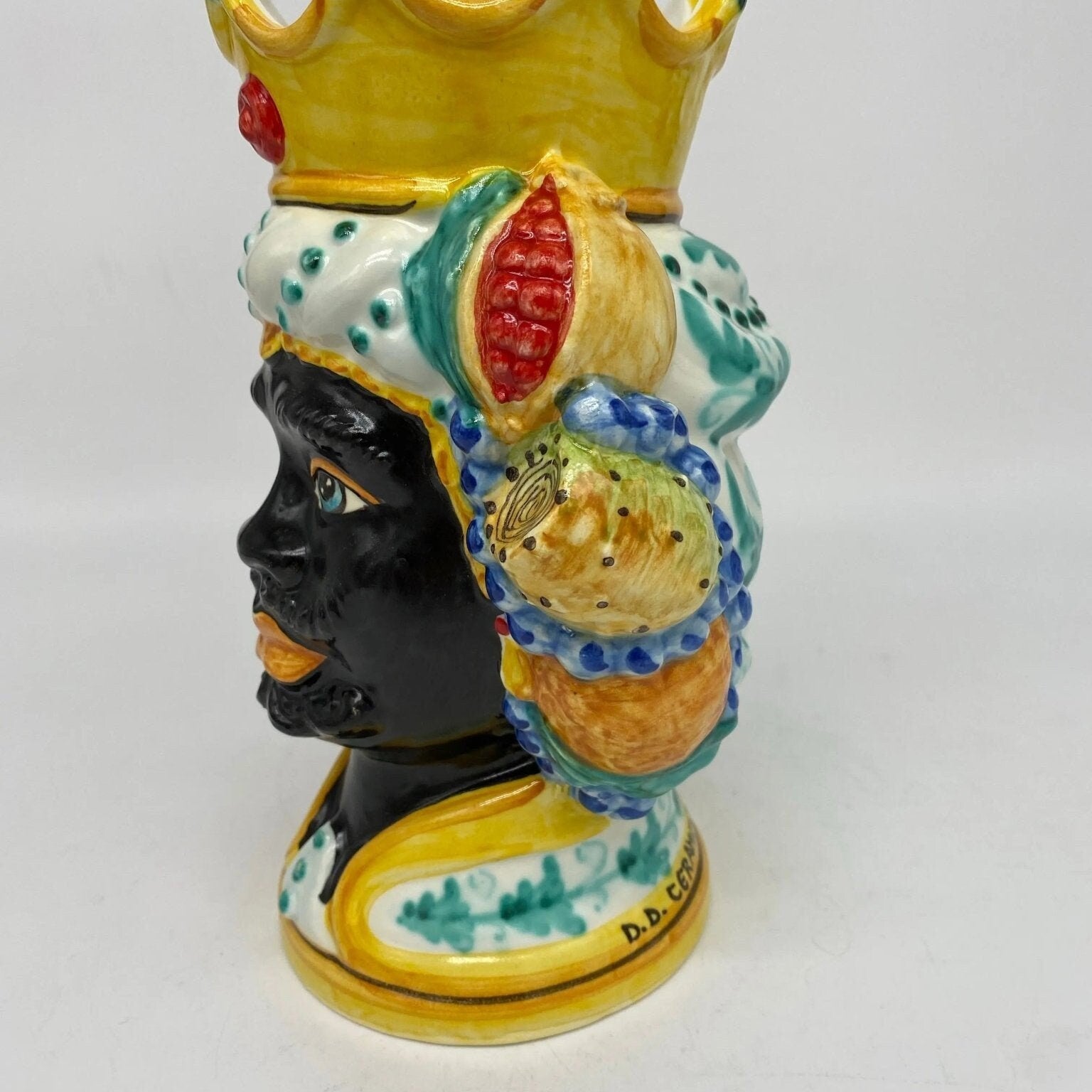 Teste di Moro Girun Ceramica Caltagirone cm H.20 L.13 Artigianale Decorazione Siciliana - DD CERAMICHE SICILIANE