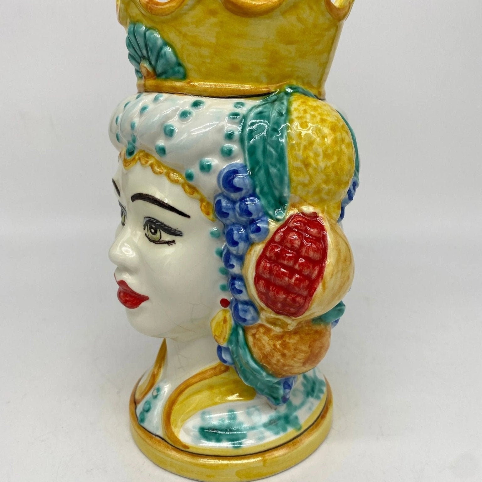 Teste di Moro Girun Ceramica Caltagirone cm H.20 L.13 Artigianale Decorazione Siciliana - DD CERAMICHE SICILIANE