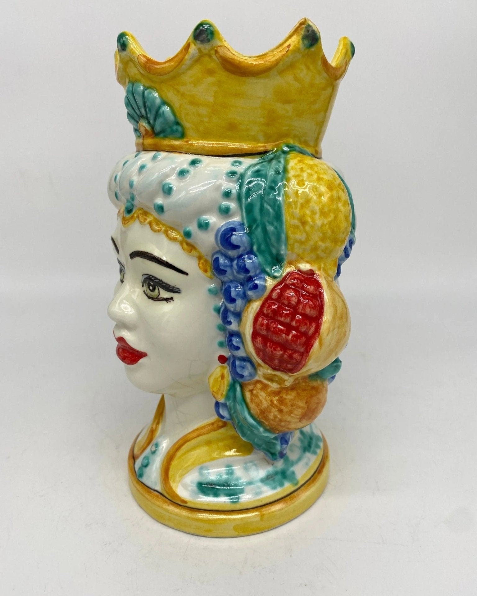 Teste di Moro Girun Ceramica Caltagirone cm H.20 L.13 Artigianale Decorazione Siciliana - DD CERAMICHE SICILIANE