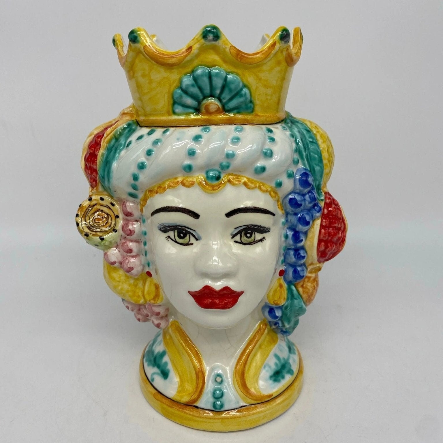 Teste di Moro Girun Ceramica Caltagirone cm H.20 L.13 Artigianale Decorazione Siciliana - DD CERAMICHE SICILIANE