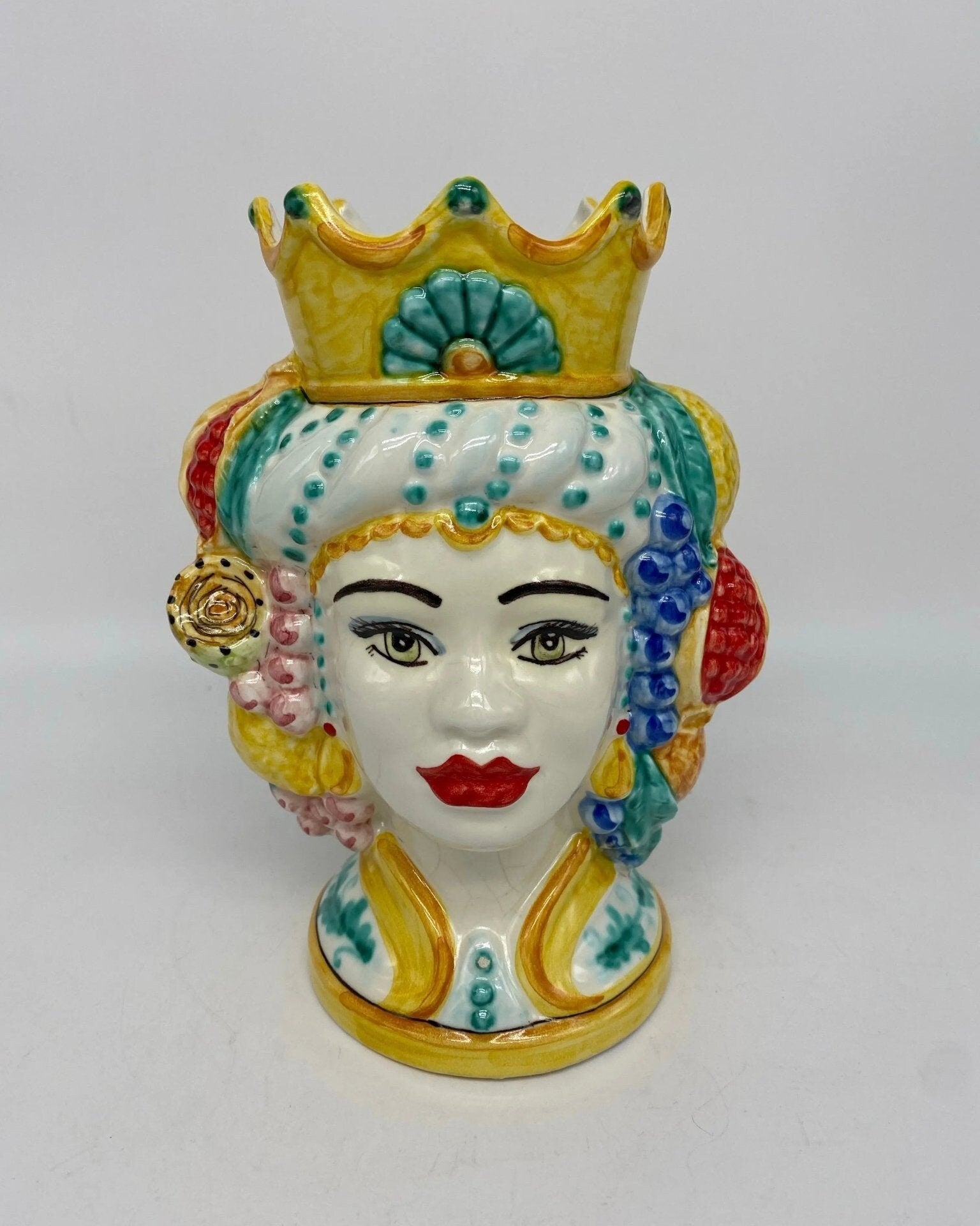 Teste di Moro Girun Ceramica Caltagirone cm H.20 L.13 Artigianale Decorazione Siciliana - DD CERAMICHE SICILIANE