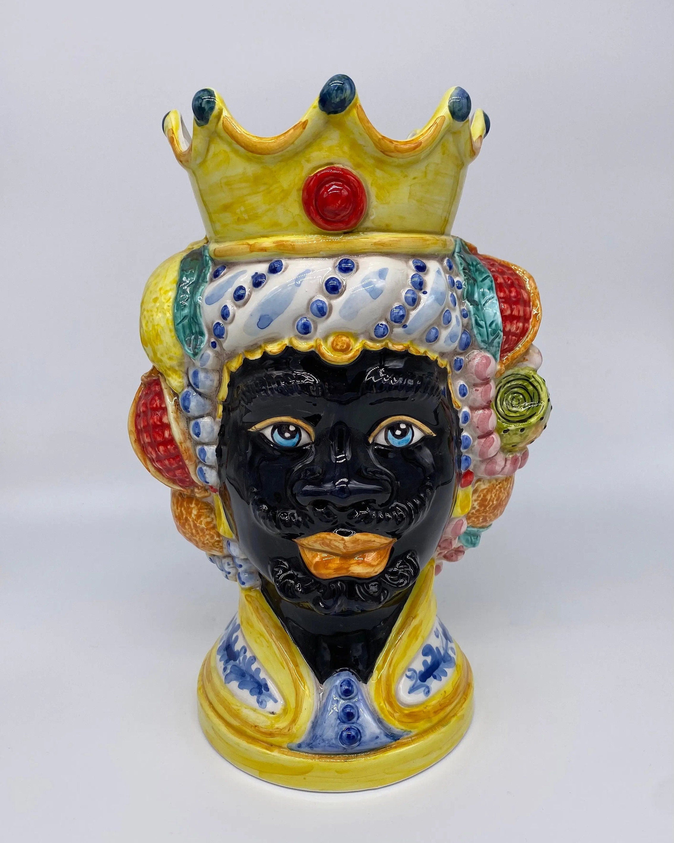 Teste di Moro Girun Ceramica Caltagirone cm H.29 L.20 Artigianale Decorazione Siciliana DD CERAMICHE SICILIANE