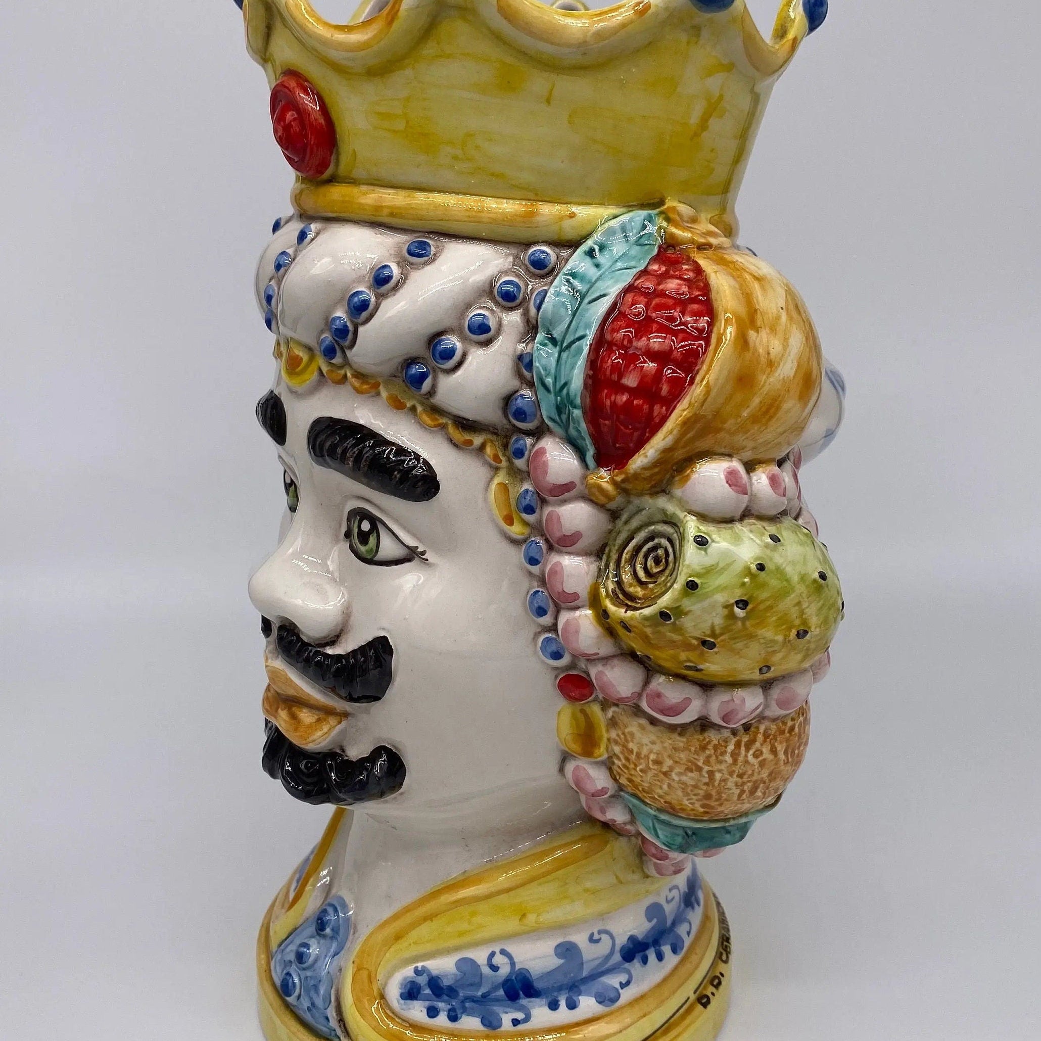 Teste di Moro Girun Ceramica Caltagirone cm H.29 L.20 Artigianale Decorazione Siciliana DD CERAMICHE SICILIANE