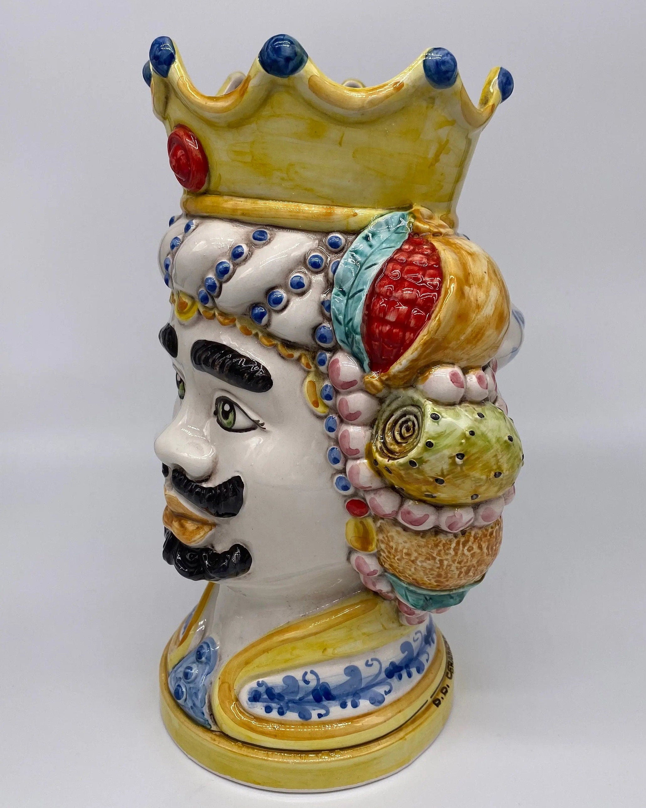 Teste di Moro Girun Ceramica Caltagirone cm H.29 L.20 Artigianale Decorazione Siciliana DD CERAMICHE SICILIANE