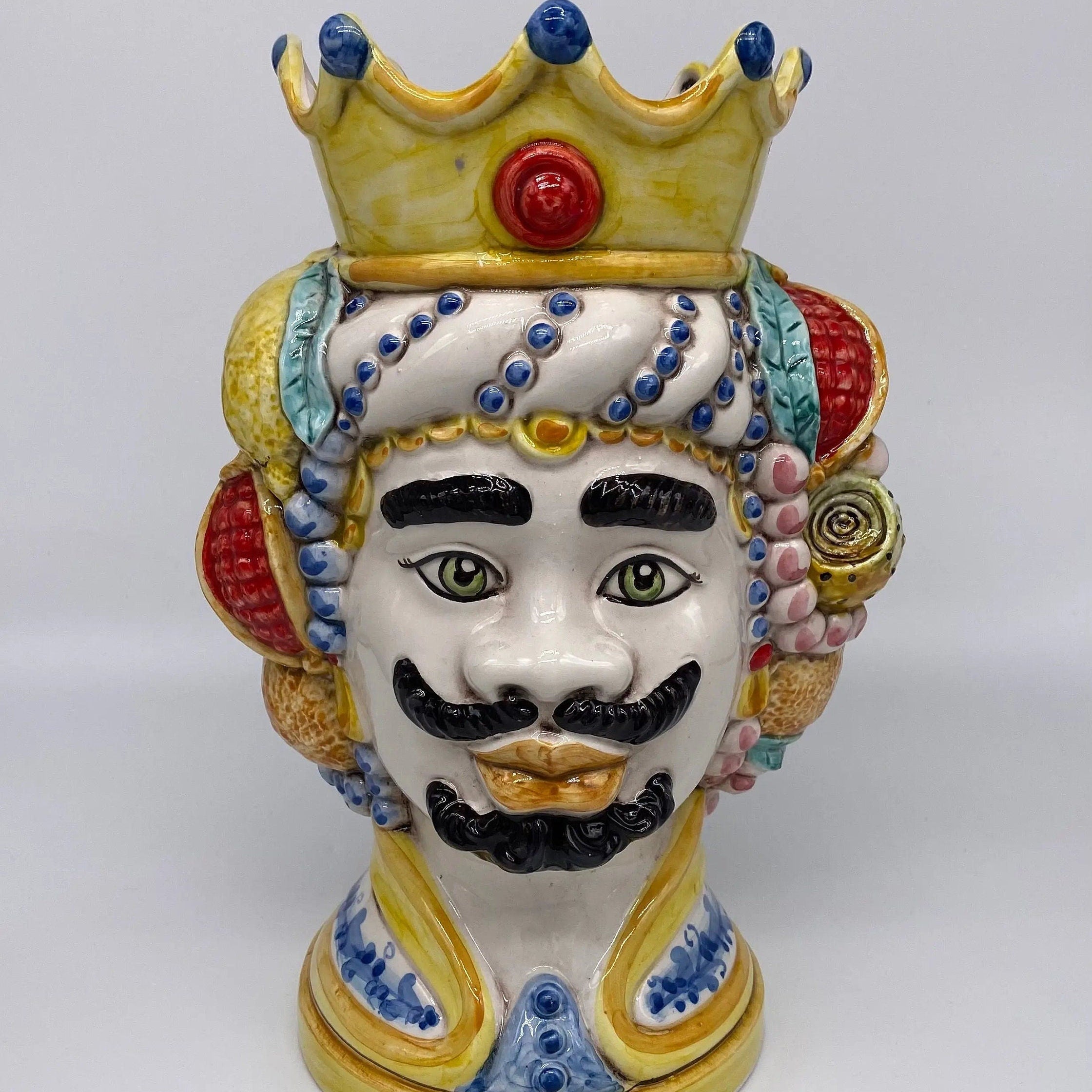 Teste di Moro Girun Ceramica Caltagirone cm H.29 L.20 Artigianale Decorazione Siciliana DD CERAMICHE SICILIANE