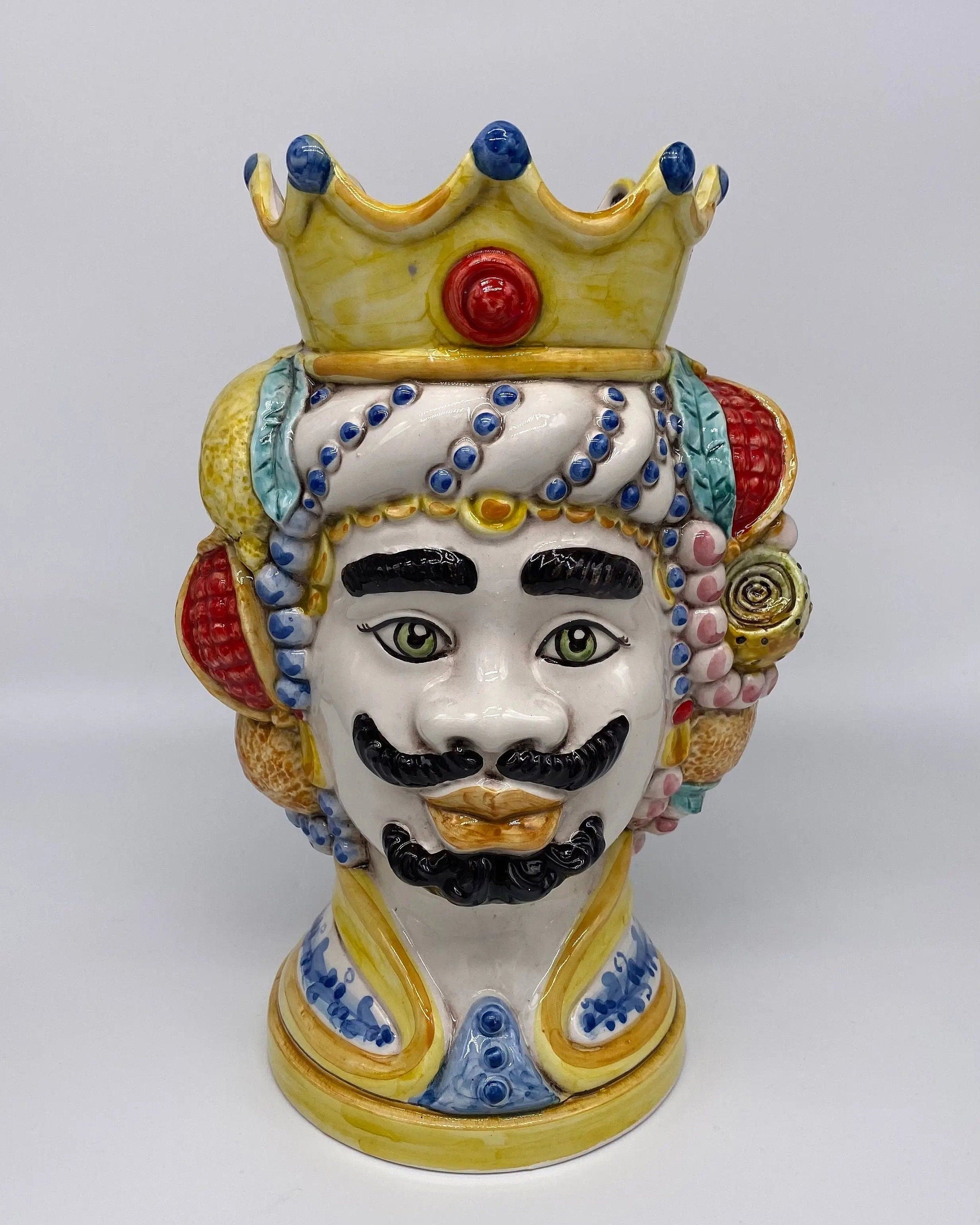 Teste di Moro Girun Ceramica Caltagirone cm H.29 L.20 Artigianale Decorazione Siciliana DD CERAMICHE SICILIANE