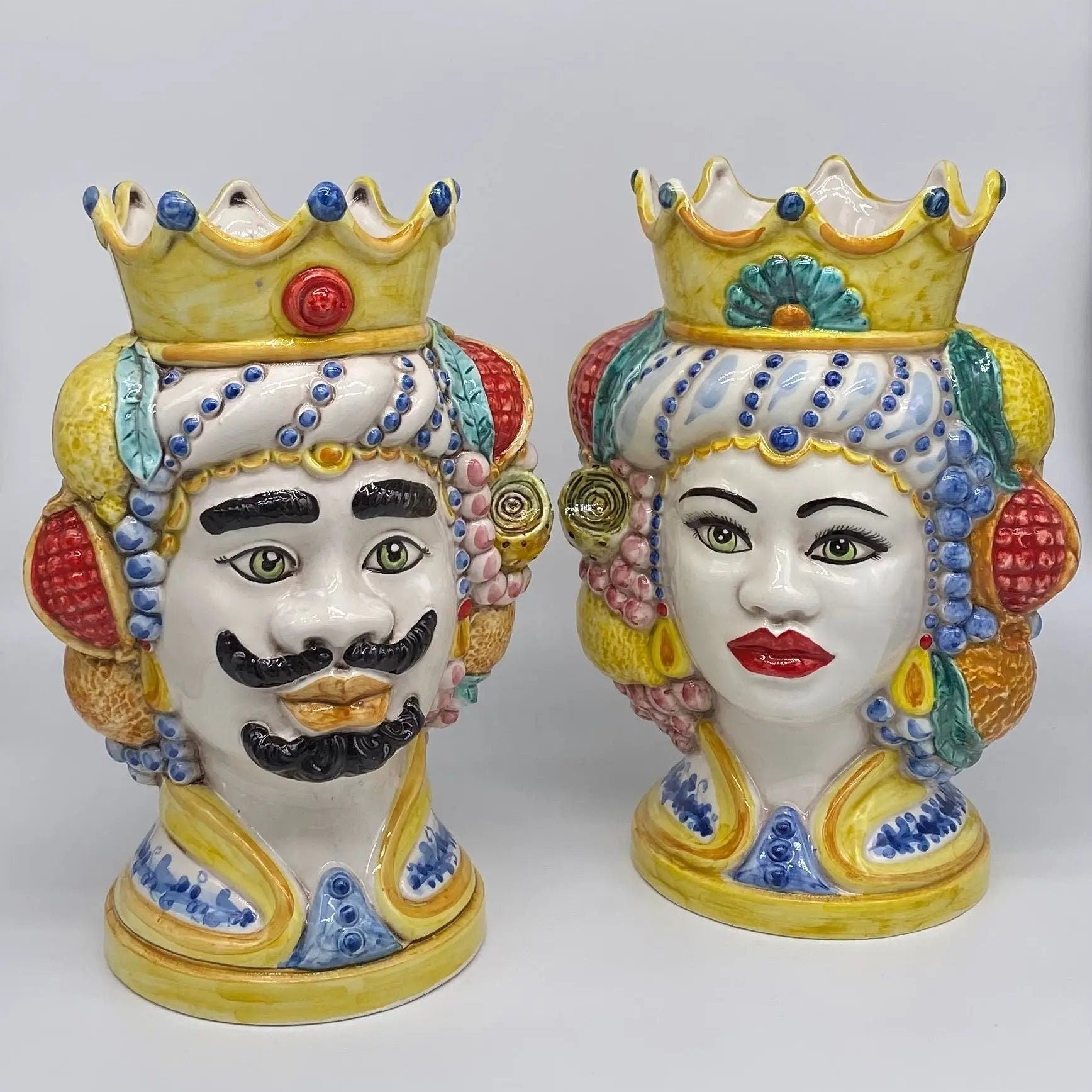 Teste di Moro Girun Ceramica Caltagirone cm H.29 L.20 Artigianale Decorazione Siciliana DD CERAMICHE SICILIANE