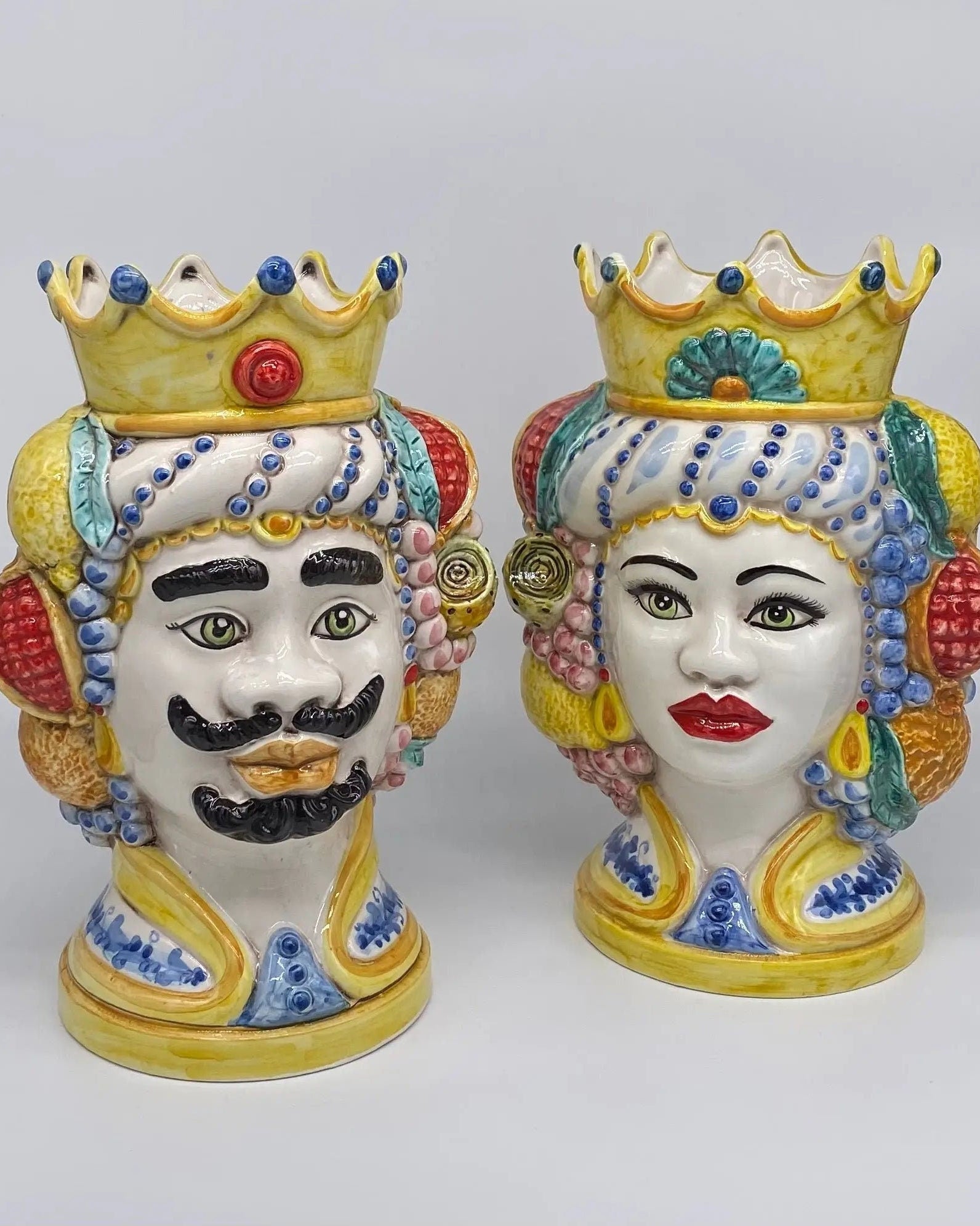 Teste di Moro Girun Ceramica Caltagirone cm H.29 L.20 Artigianale Decorazione Siciliana DD CERAMICHE SICILIANE