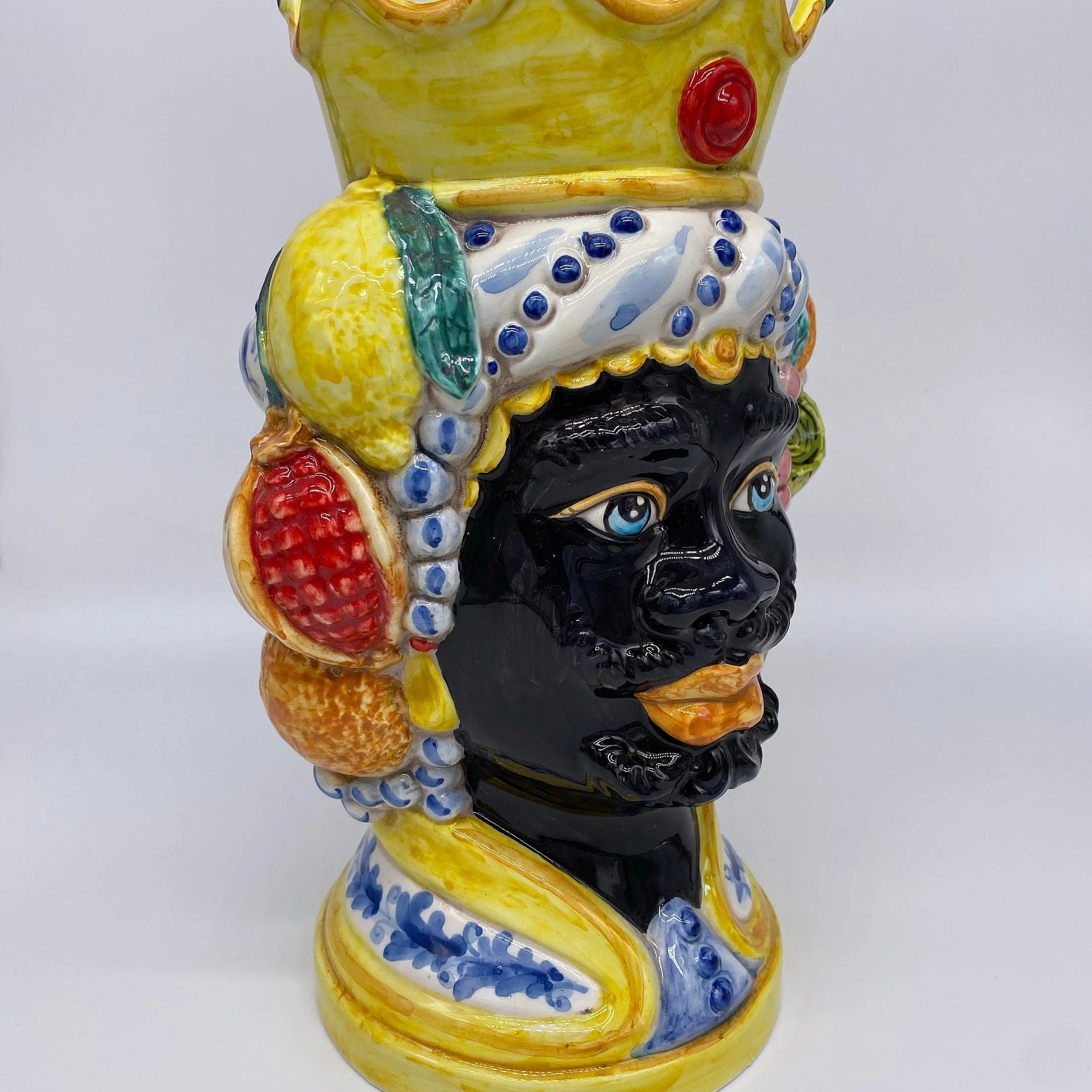 Teste di Moro Girun Ceramica Caltagirone cm H.29 L.20 Artigianale Decorazione Siciliana DD CERAMICHE SICILIANE