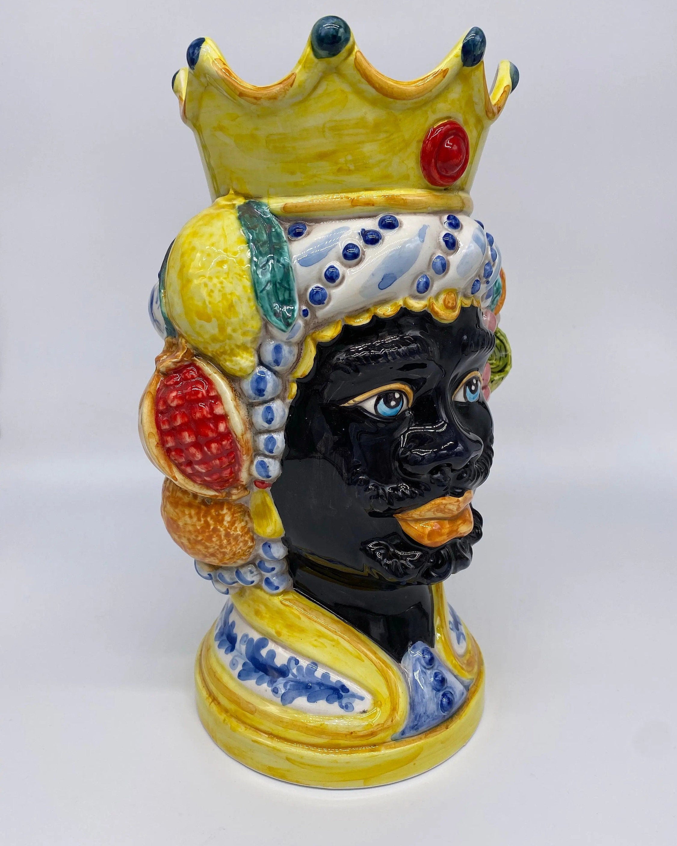 Teste di Moro Girun Ceramica Caltagirone cm H.29 L.20 Artigianale Decorazione Siciliana DD CERAMICHE SICILIANE