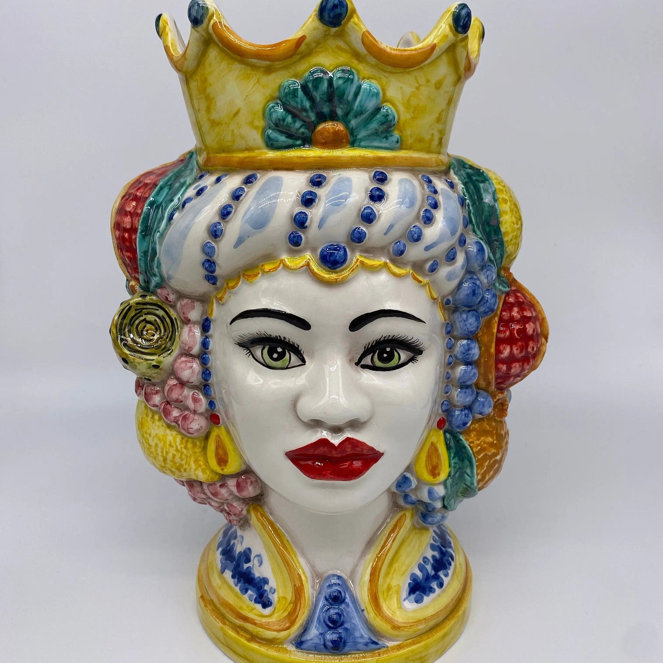 Teste di Moro Girun Ceramica Caltagirone cm H.29 L.20 Artigianale Decorazione Siciliana DD CERAMICHE SICILIANE