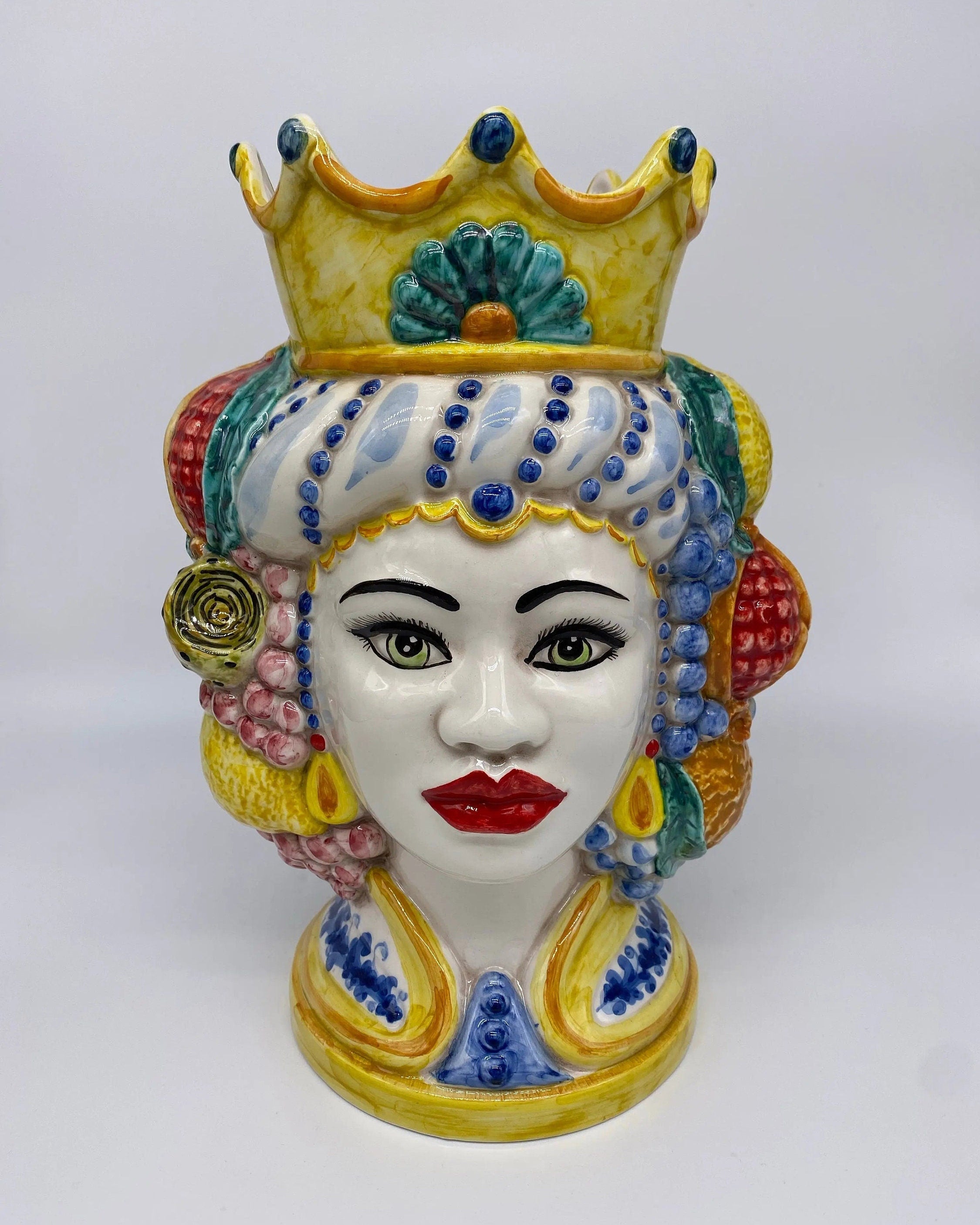 Teste di Moro Girun Ceramica Caltagirone cm H.29 L.20 Artigianale Decorazione Siciliana DD CERAMICHE SICILIANE
