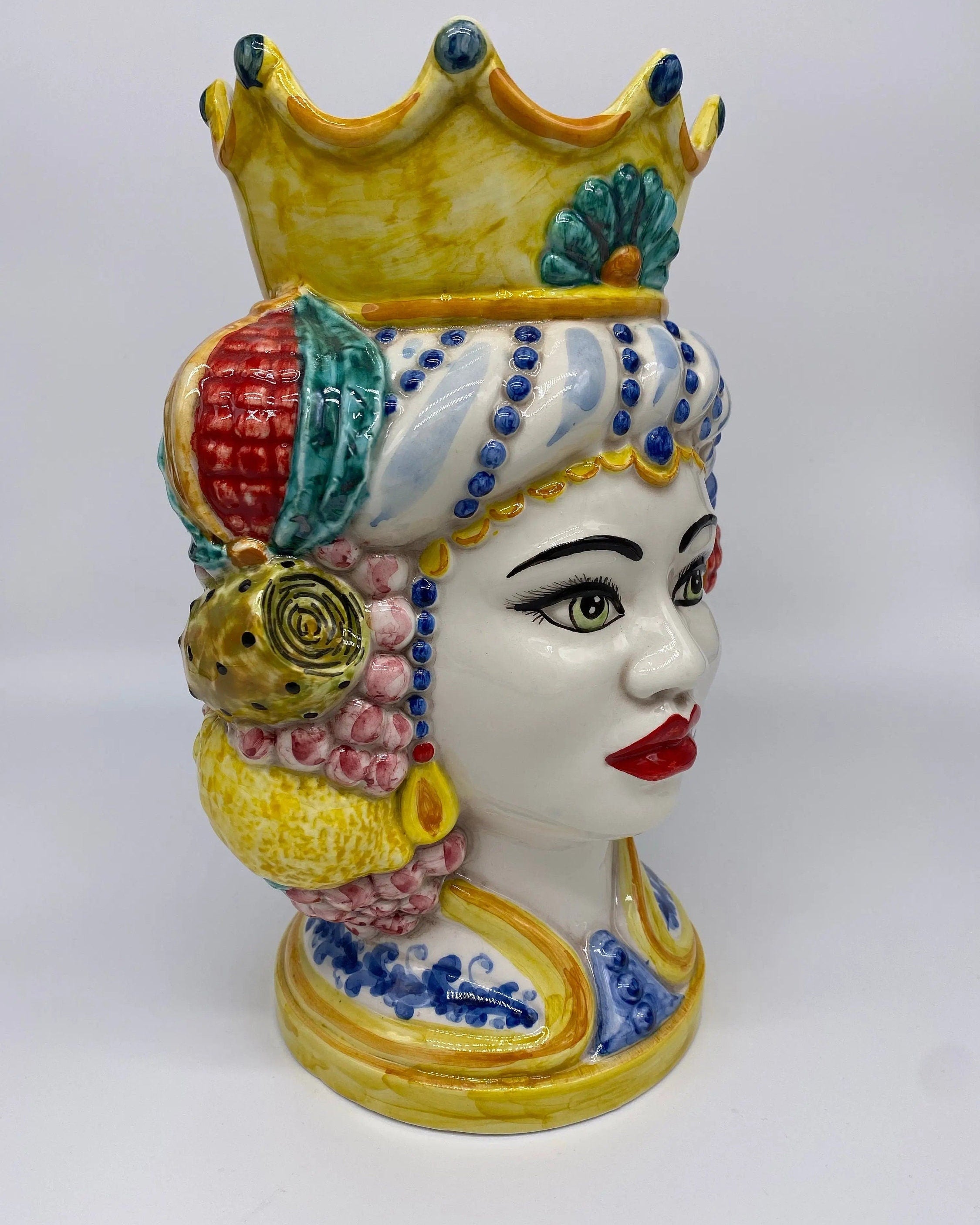 Teste di Moro Girun Ceramica Caltagirone cm H.29 L.20 Artigianale Decorazione Siciliana DD CERAMICHE SICILIANE